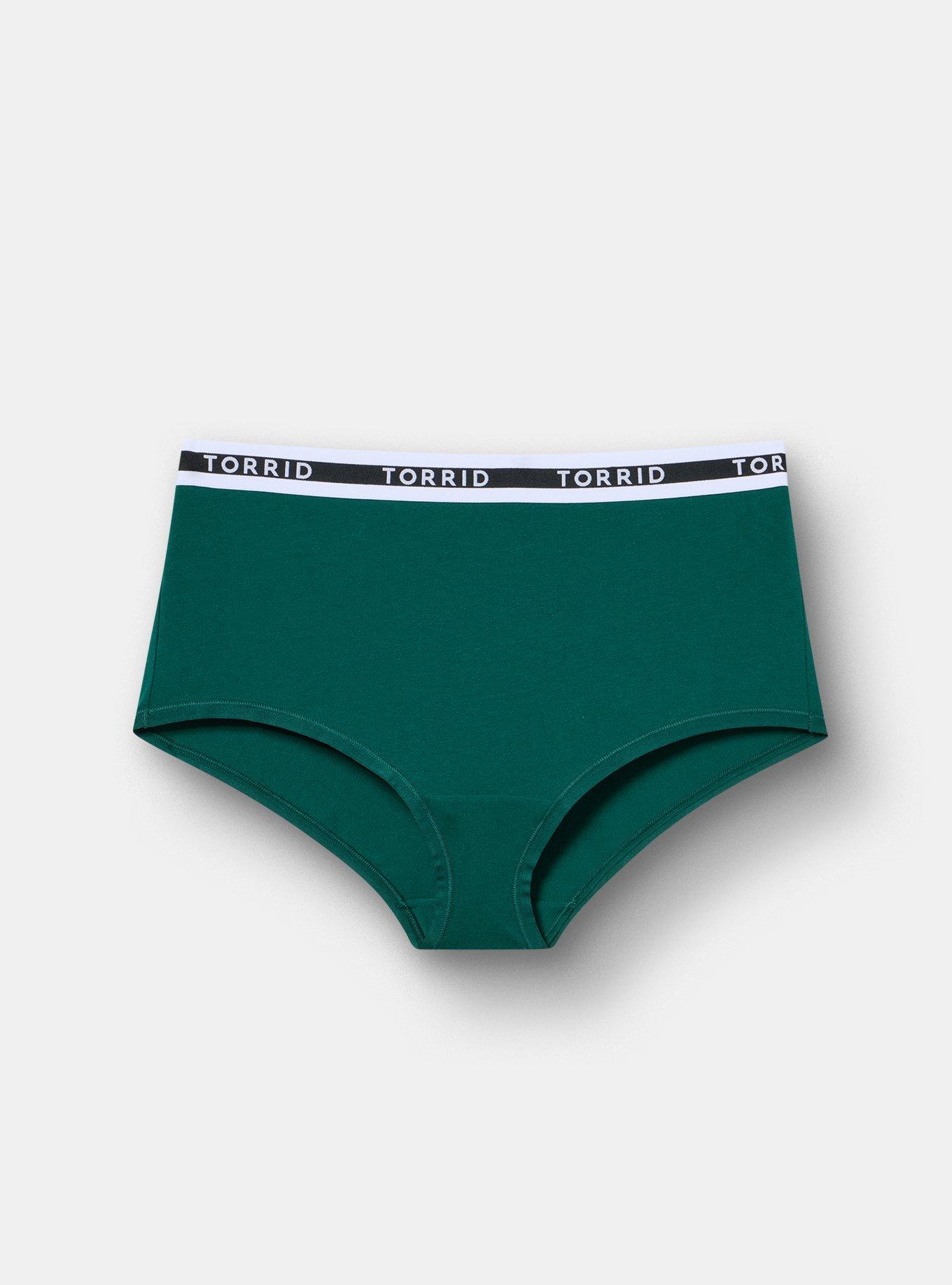 Plus Size Cotton Mid-Rise Logo Brief Panty, BOTANICAL GARDEN, hi-res