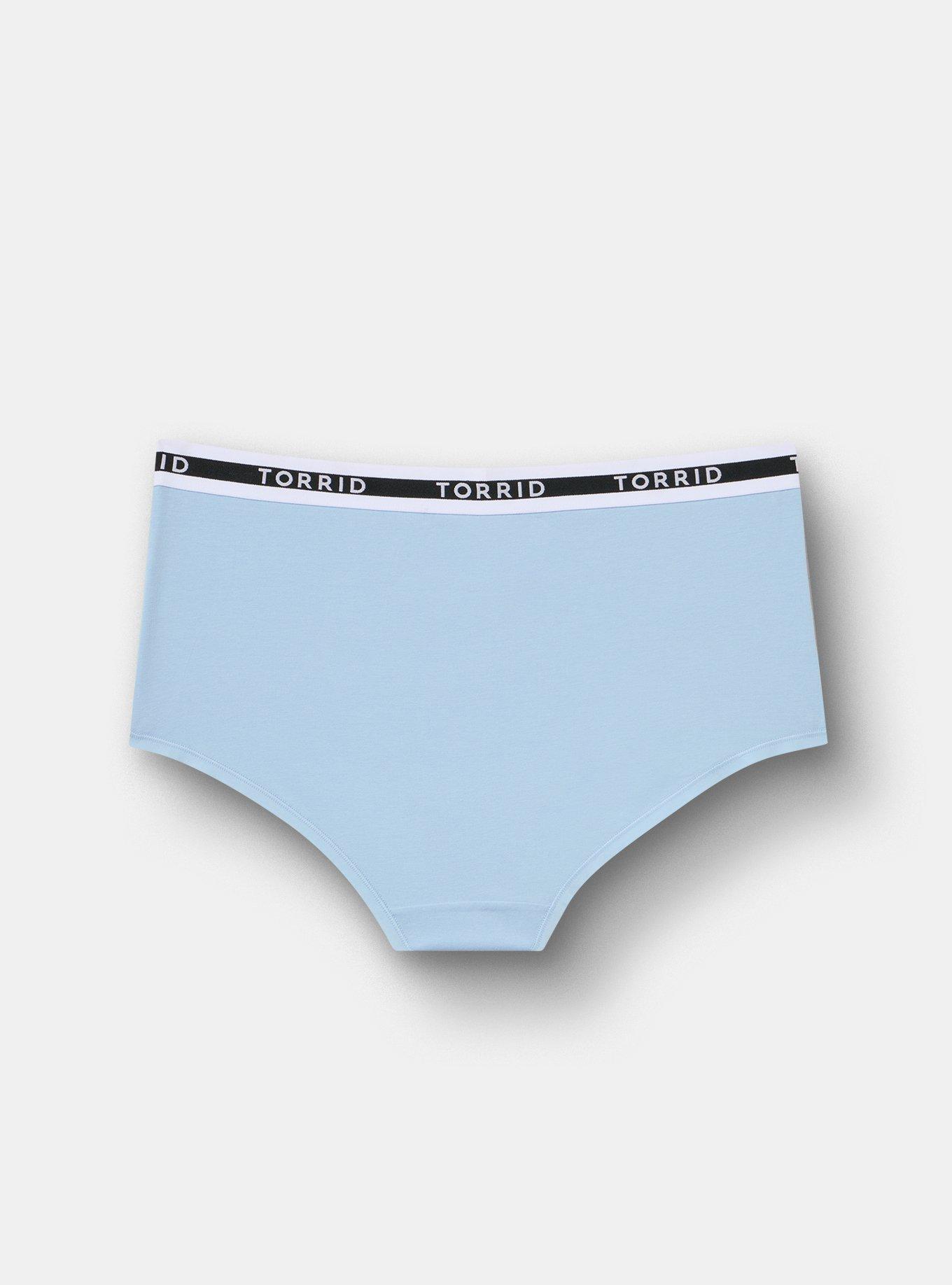 Plus Size Cotton Mid-Rise Logo Brief Panty, CHAMBRAY BLUE, alternate