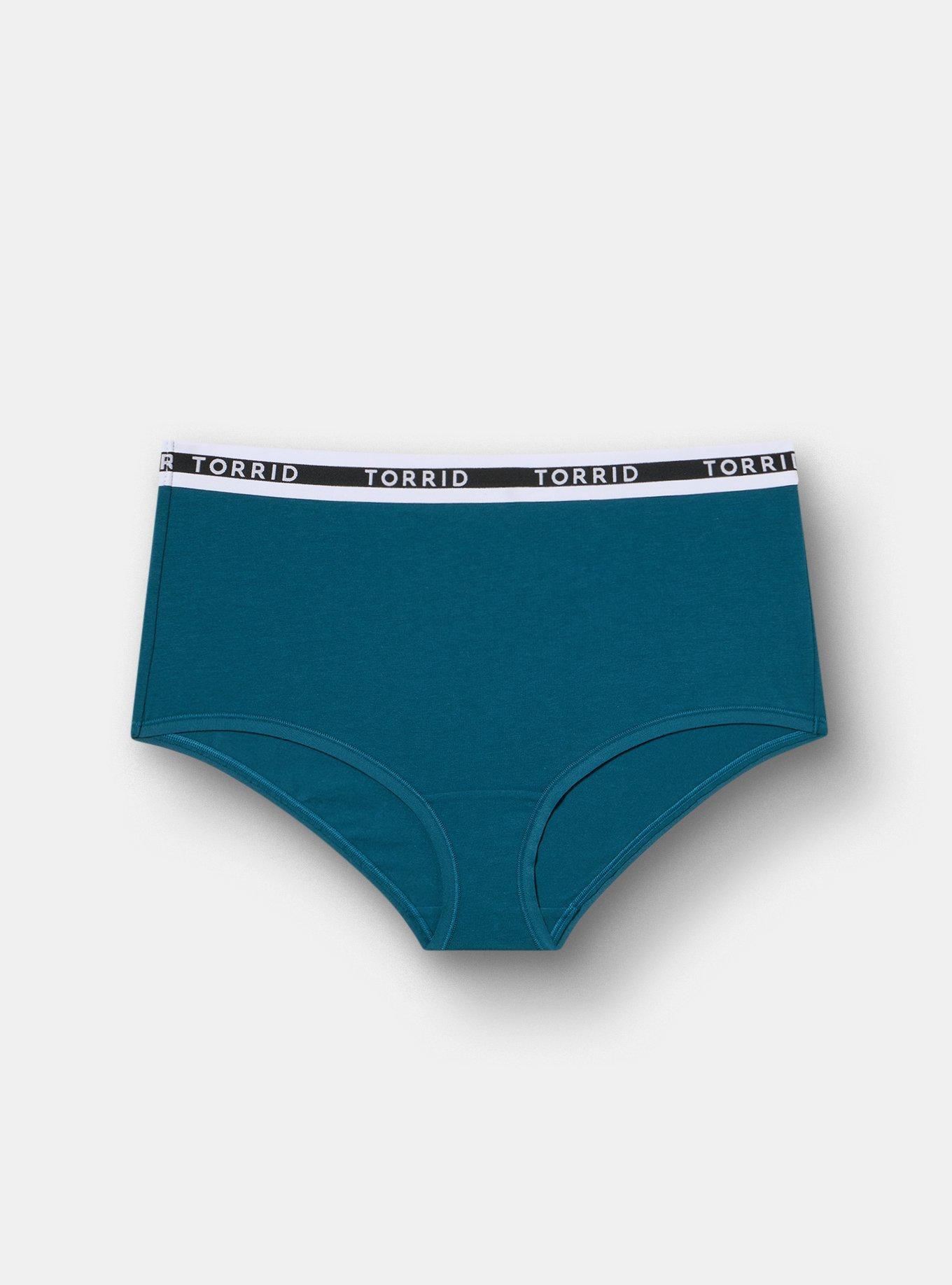 Cotton Mid-Rise Logo Brief Panty, LEGION BLUE, flat