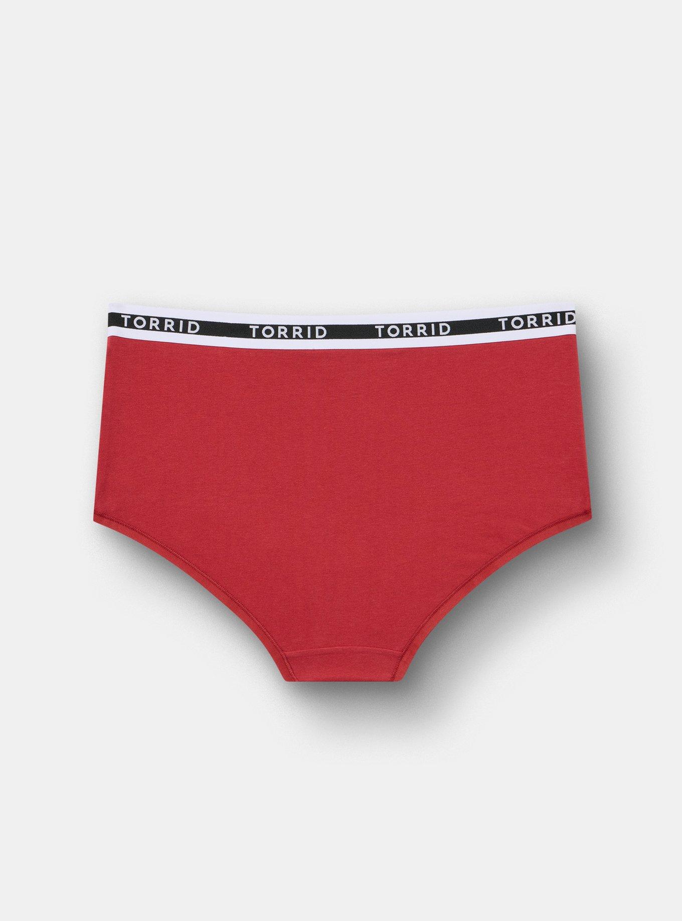 Cotton Mid-Rise Logo Brief Panty, GARNET, alternate