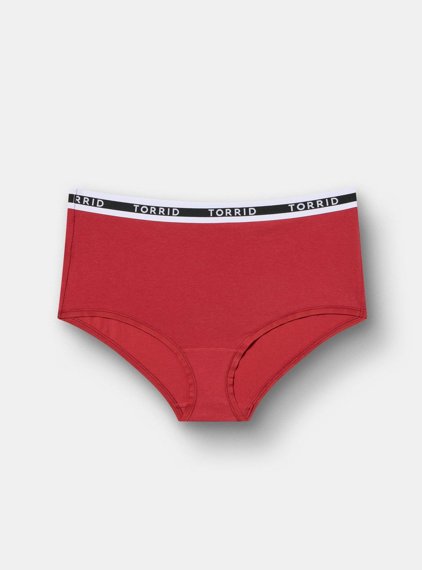 Cotton Mid-Rise Logo Brief Panty, GARNET, hi-res
