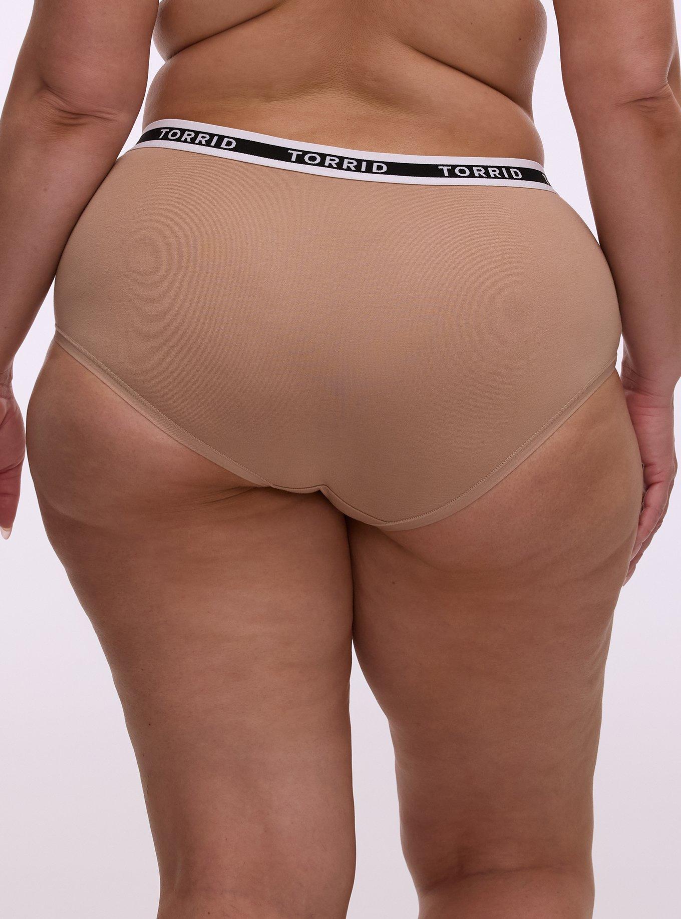Cotton Mid-Rise Brief Logo Panty, LATTE TAN, alternate