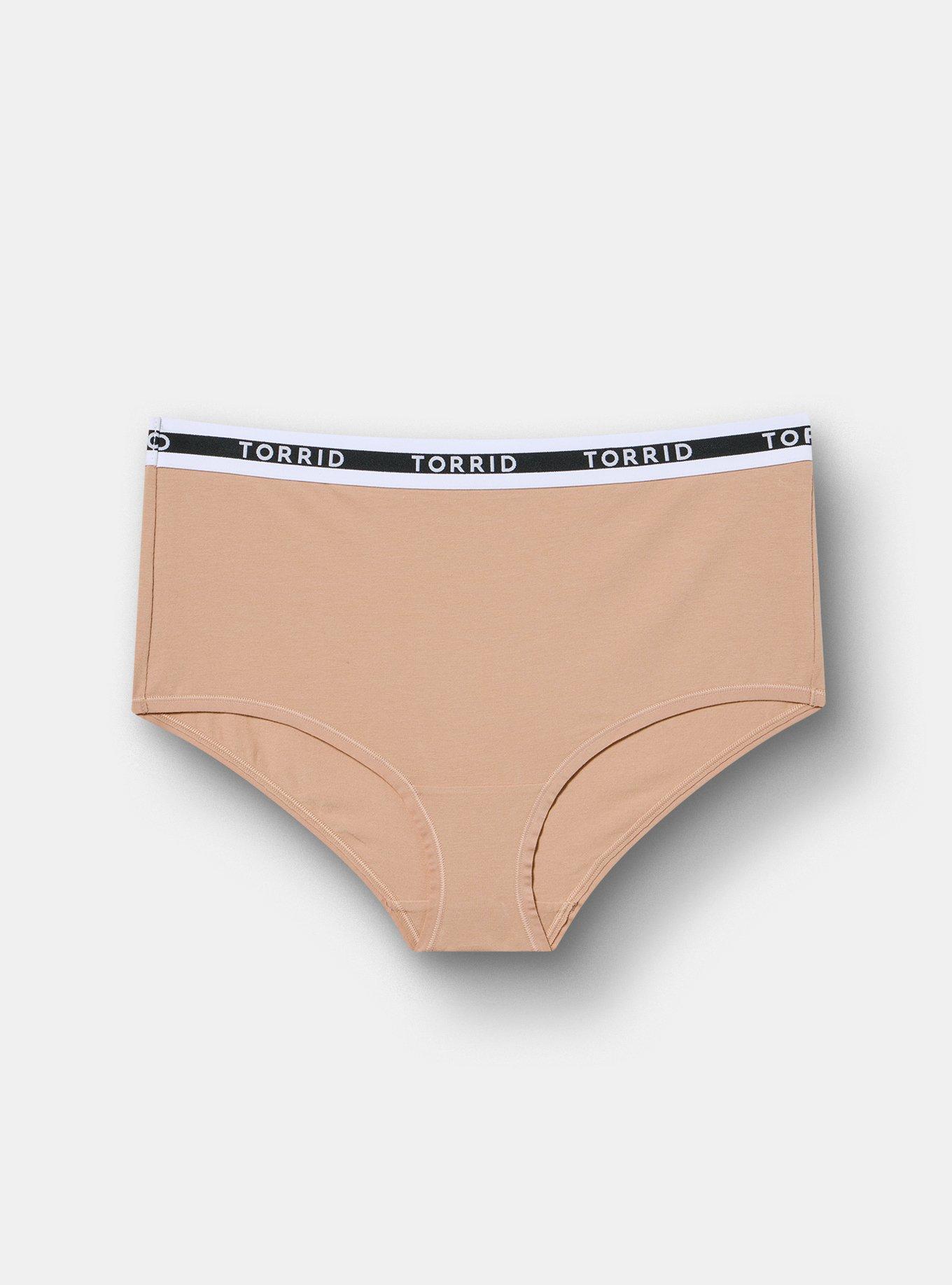 Cotton Mid-Rise Brief Logo Panty, LATTE TAN, hi-res