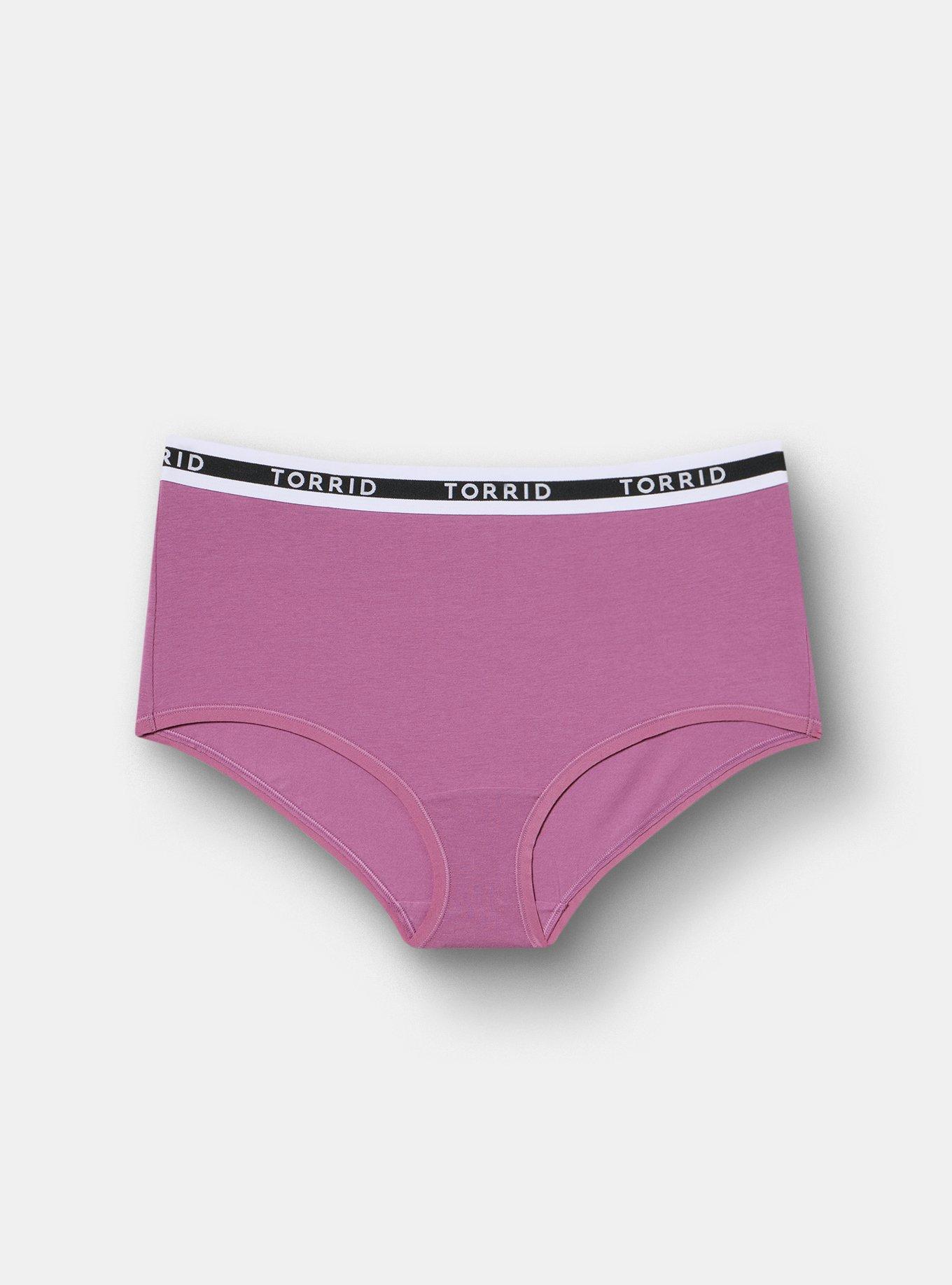 Cotton Mid-Rise Logo Brief Panty, ARGYLE PURPLE, hi-res