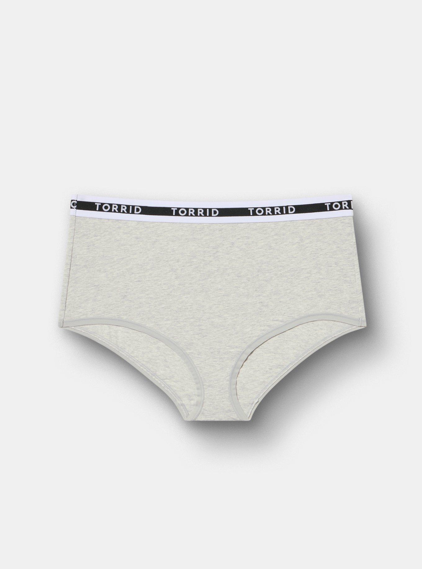 Cotton Mid-Rise Logo Brief Panty, FROSTY HEATHER GREY, hi-res