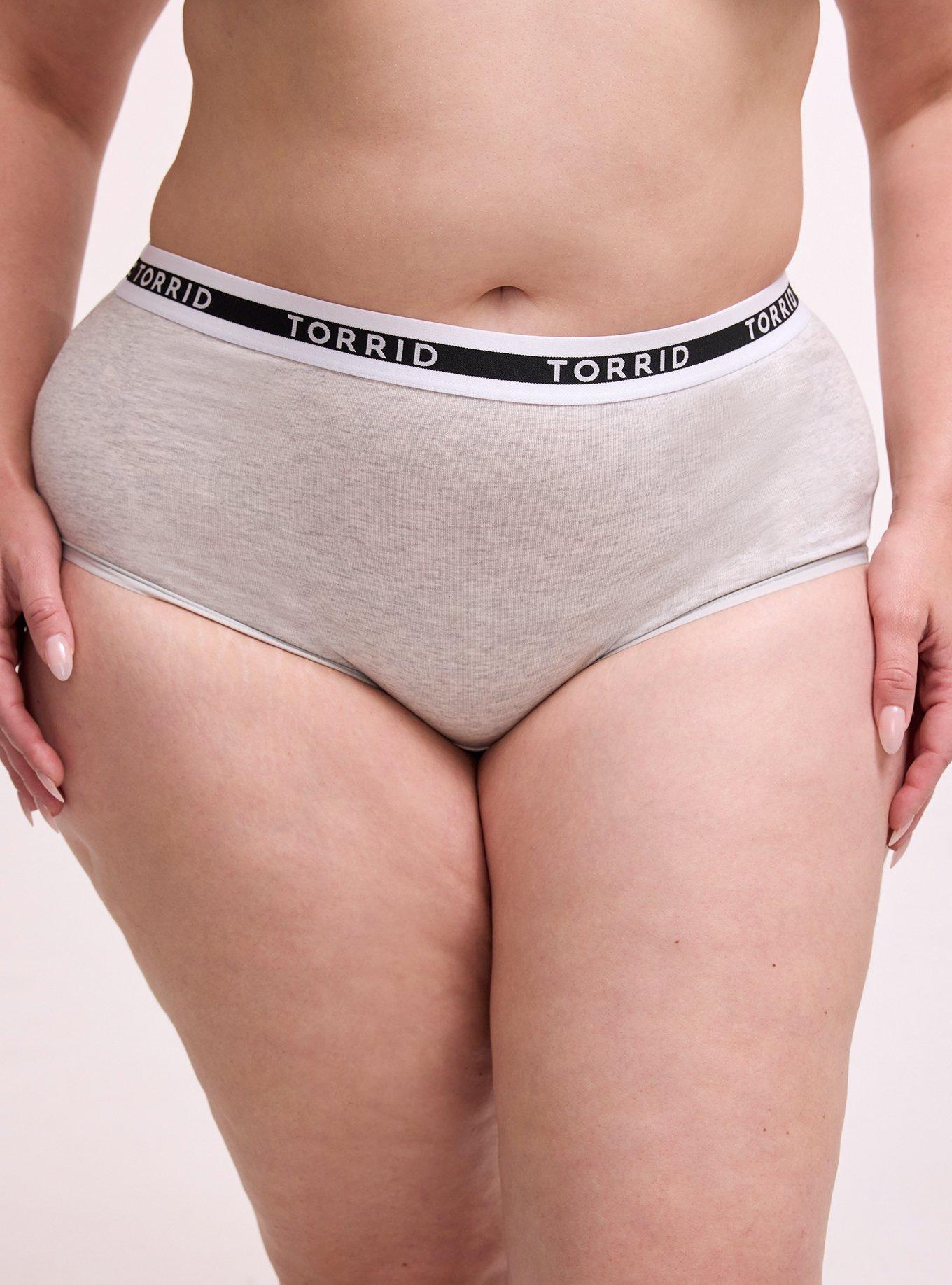 Cotton Mid-Rise Logo Brief Panty, FROSTY HEATHER GREY, hi-res