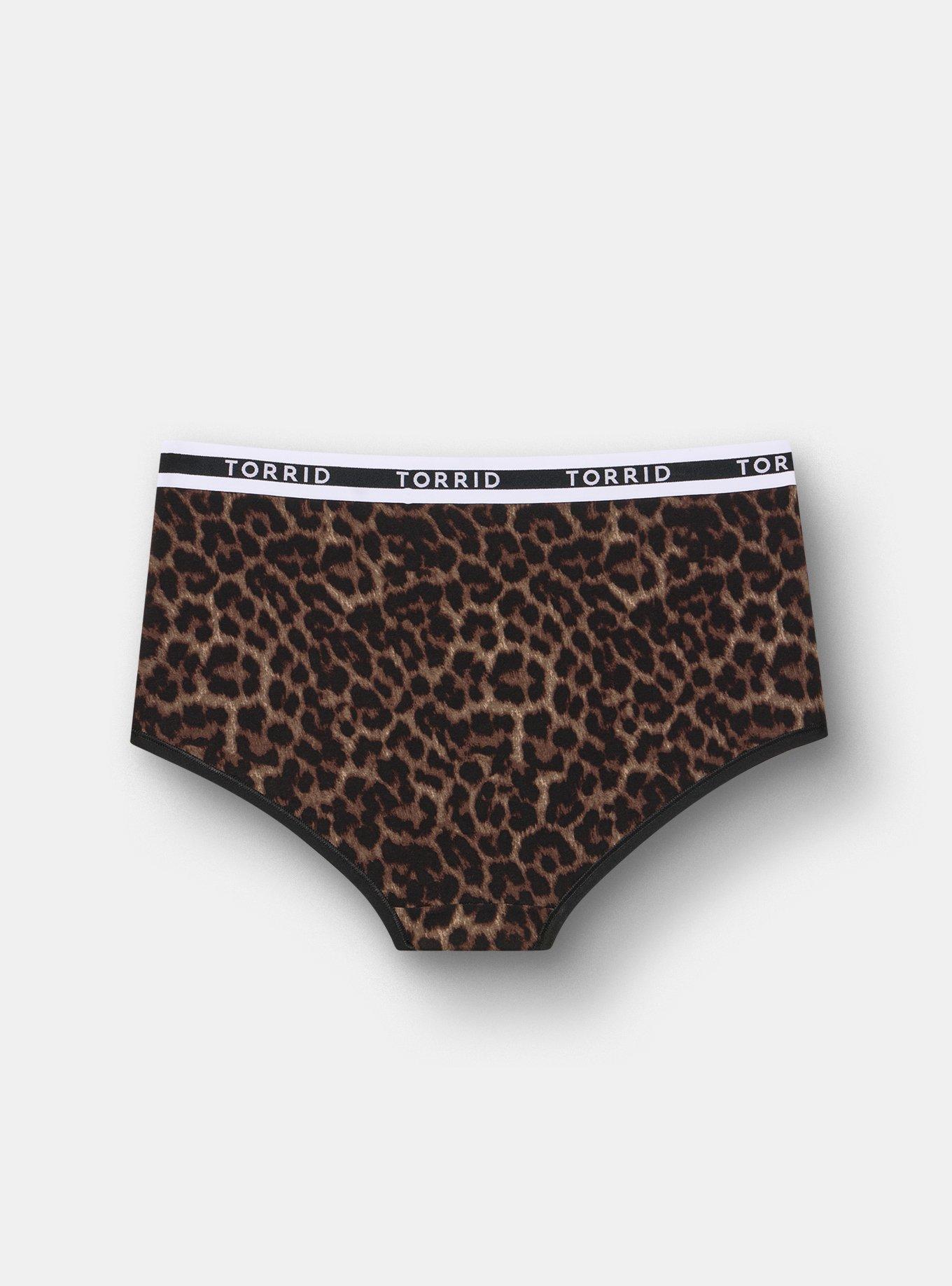 Cotton Mid-Rise Brief Logo Panty, ON THE PROWL LEOPARD BROWN, alternate