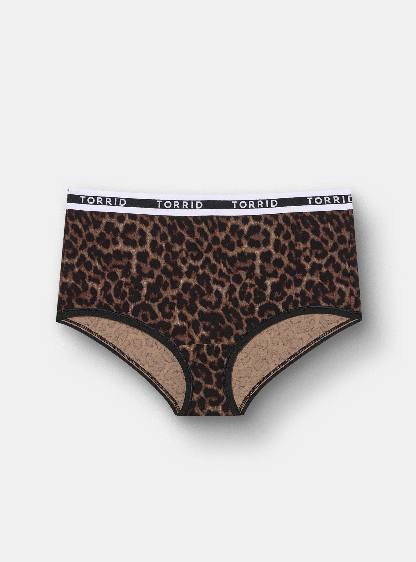 Cotton Mid-Rise Brief Logo Panty, ON THE PROWL LEOPARD BROWN, hi-res