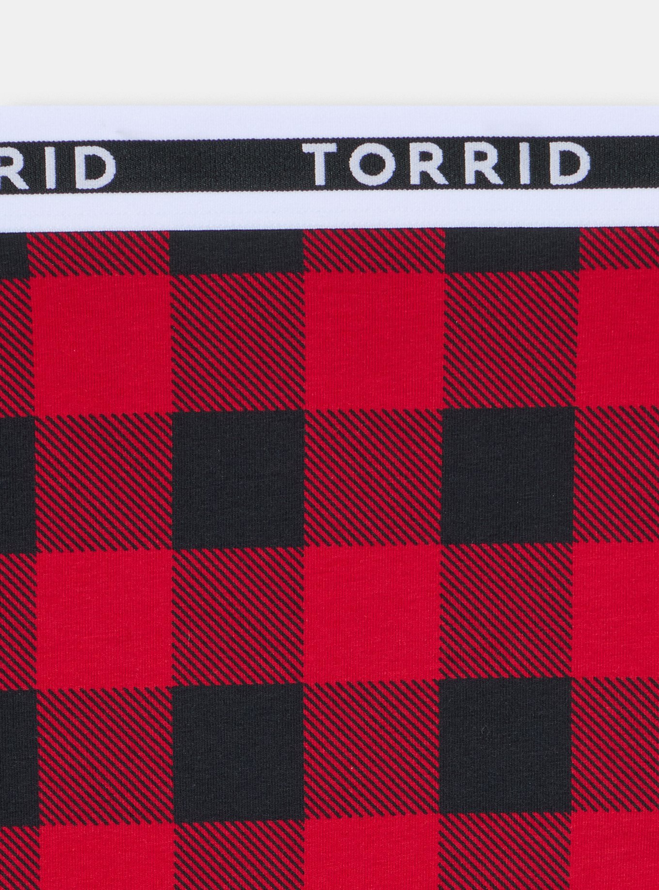 Cotton Mid-Rise Logo Brief Panty, BUFFALO PLAID RED, alternate