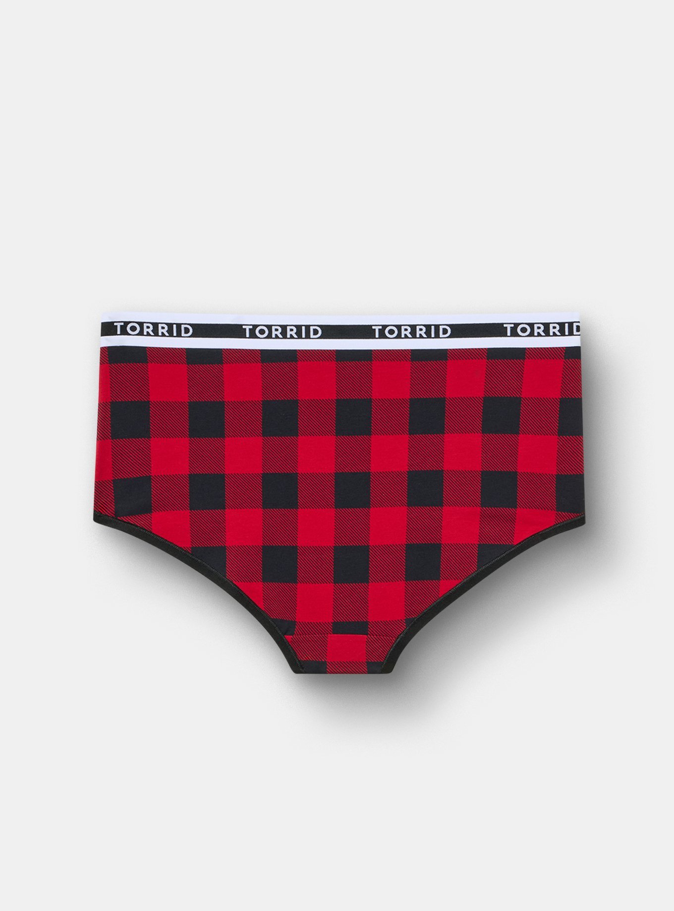Cotton Mid-Rise Logo Brief Panty, BUFFALO PLAID RED, alternate
