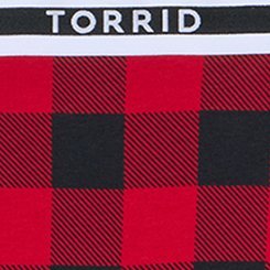 Cotton Mid-Rise Logo Brief Panty, BUFFALO PLAID RED, swatch