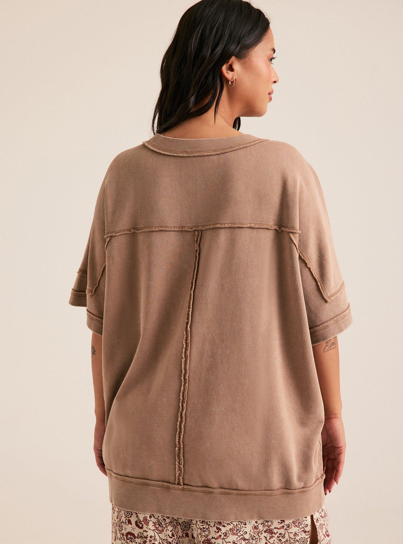 Festi Oversized French Terry Top, PORTABELLA, alternate