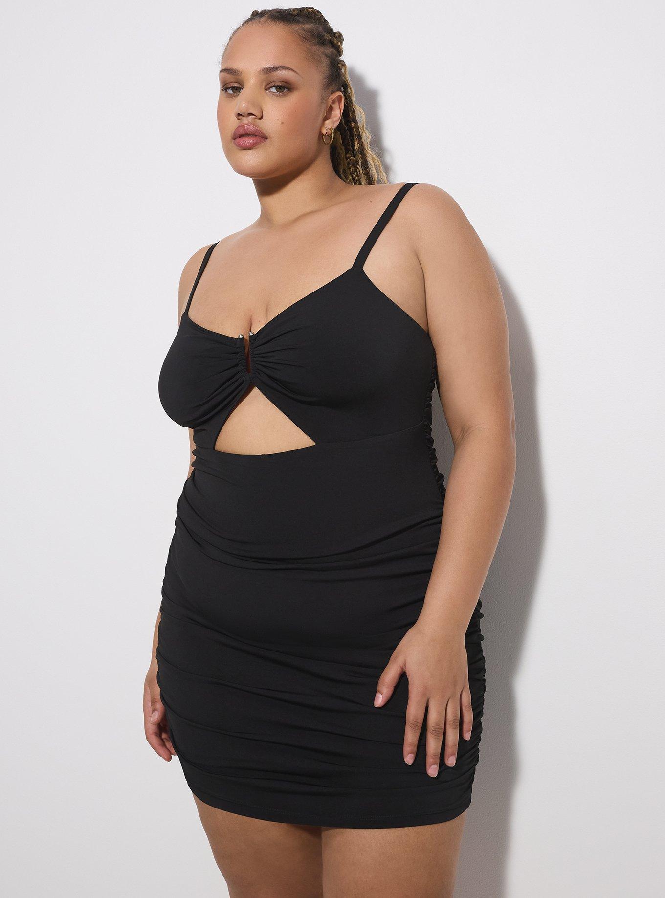 LoveSick Ruched Cutout Mini Dress with Metal Detail, DEEP BLACK, alternate