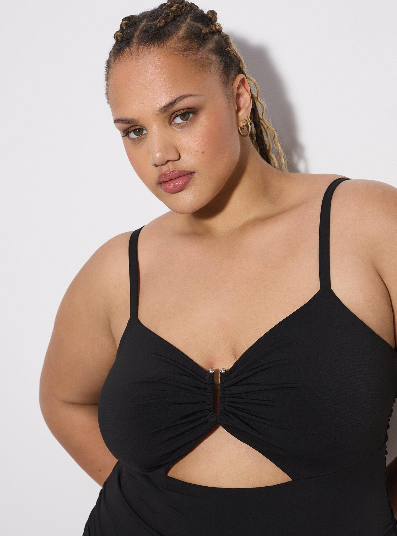 LoveSick Ruched Cutout Mini Dress with Metal Detail, DEEP BLACK, alternate