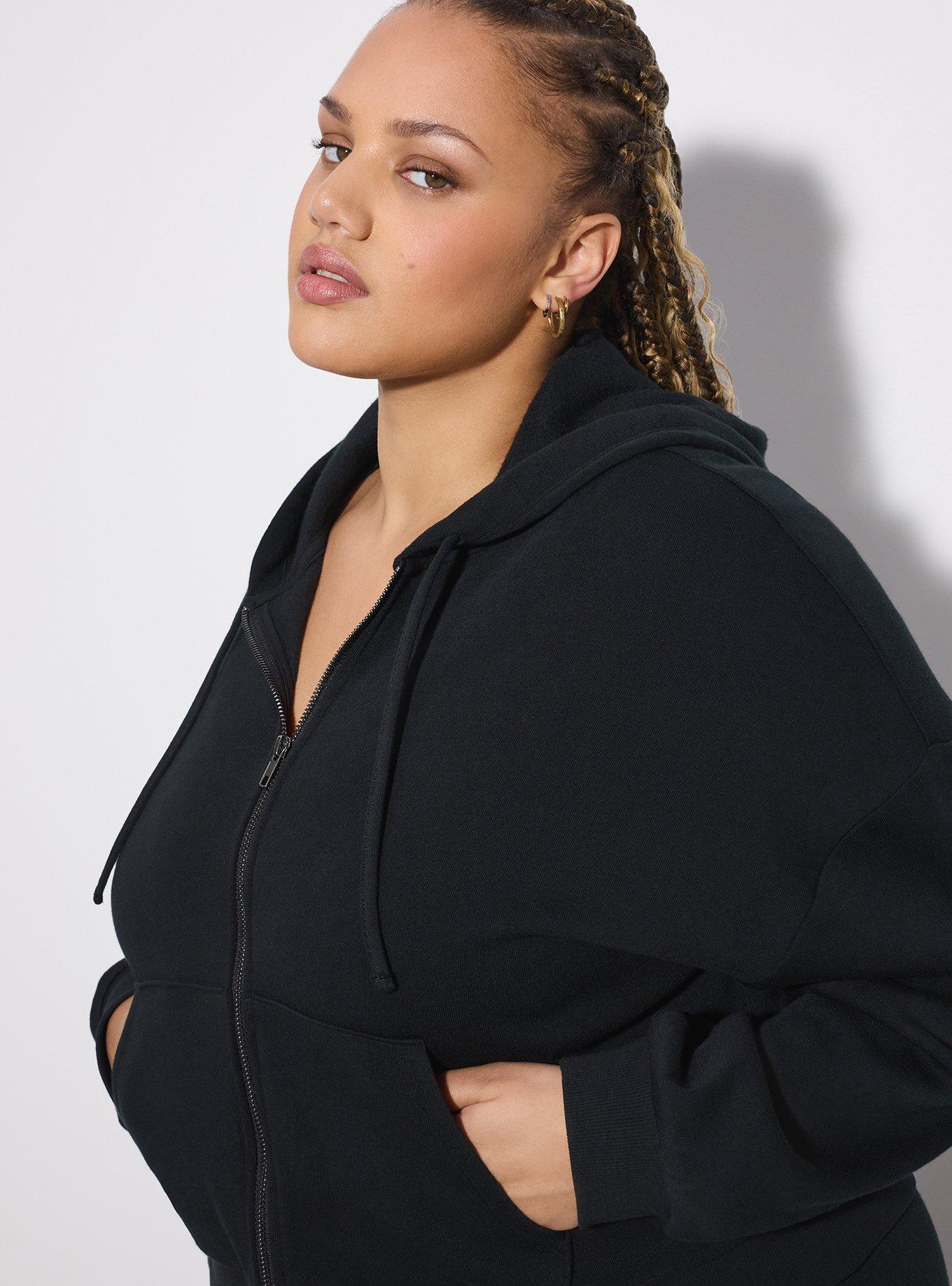 LoveSick Cropped Zip Up Hoodie, DEEP BLACK, alternate