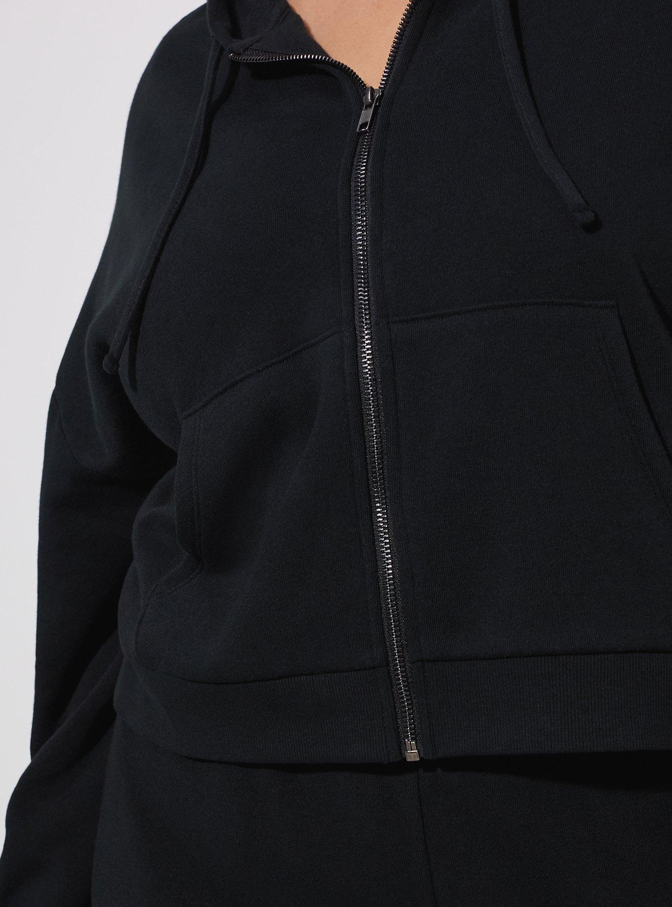 LoveSick Cropped Zip Up Hoodie, DEEP BLACK, alternate