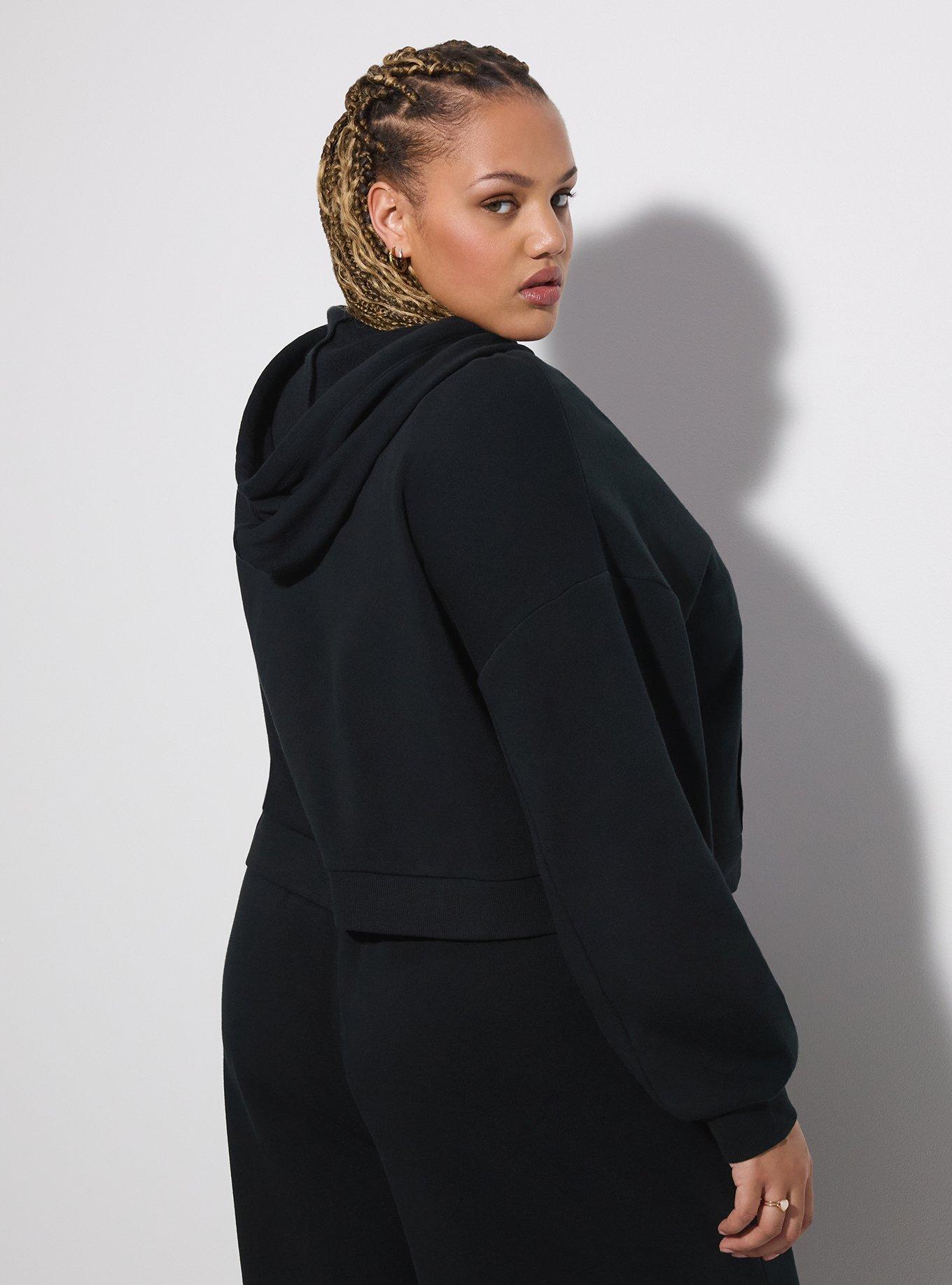 LoveSick Cropped Zip Up Hoodie, DEEP BLACK, alternate