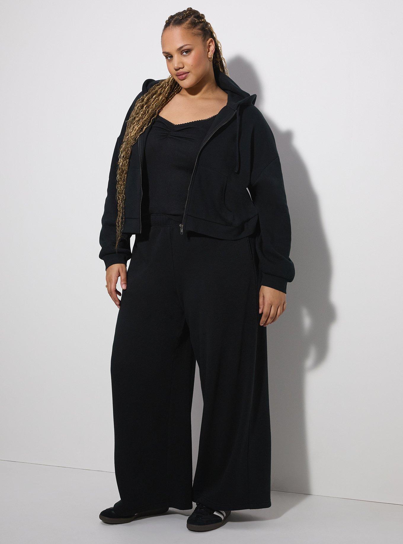 LoveSick Cropped Zip Up Hoodie, DEEP BLACK, alternate