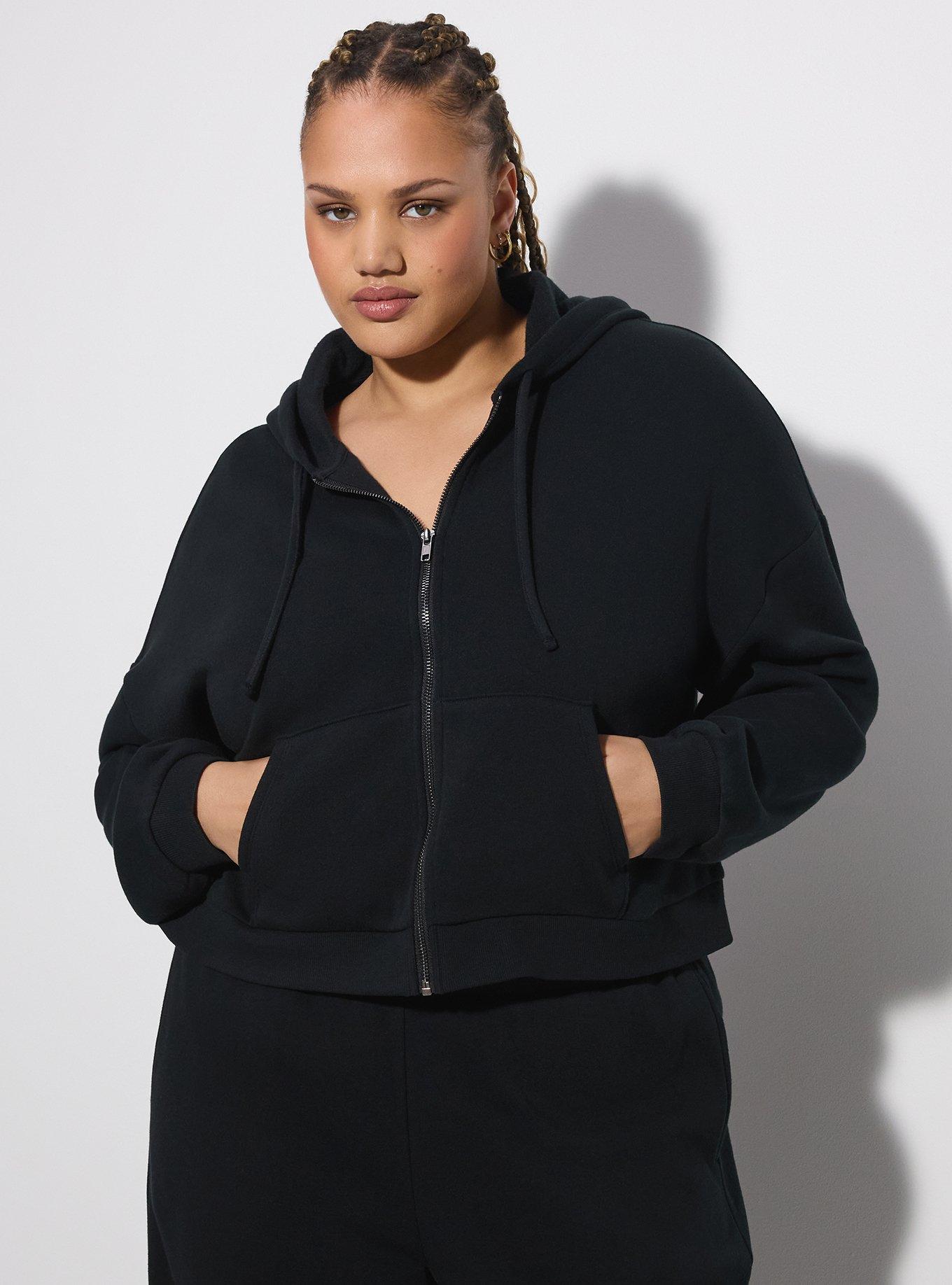 LoveSick Cropped Zip Up Hoodie, DEEP BLACK, hi-res