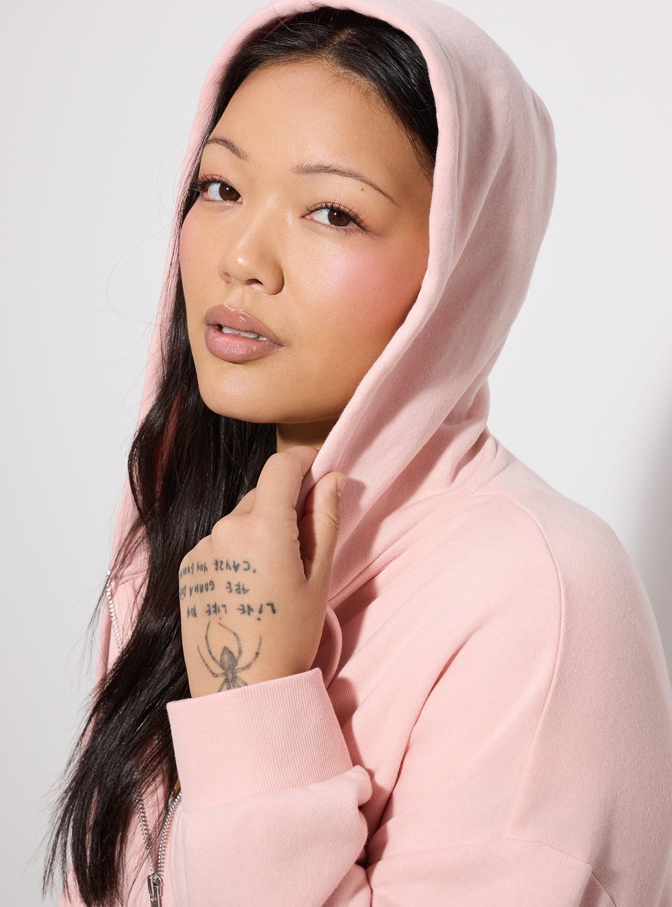 LoveSick Cropped Zip Up Hoodie, SILVER PINK, alternate