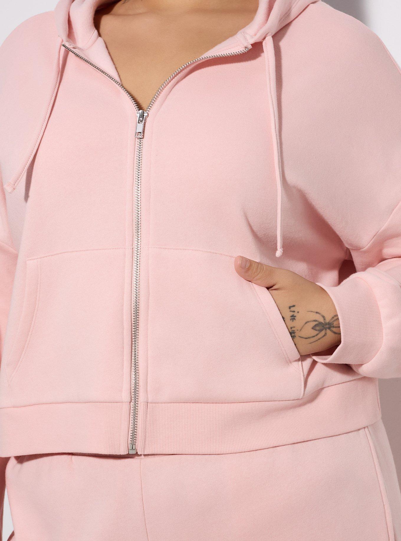 LoveSick Cropped Zip Up Hoodie, SILVER PINK, alternate