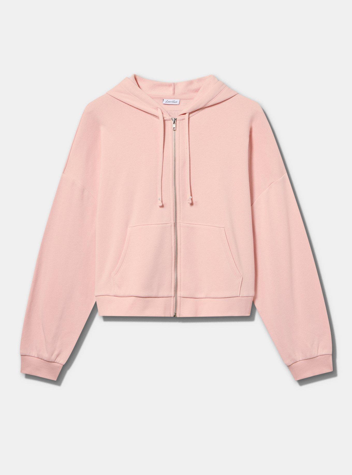 LoveSick Cropped Zip Up Hoodie, SILVER PINK, flat