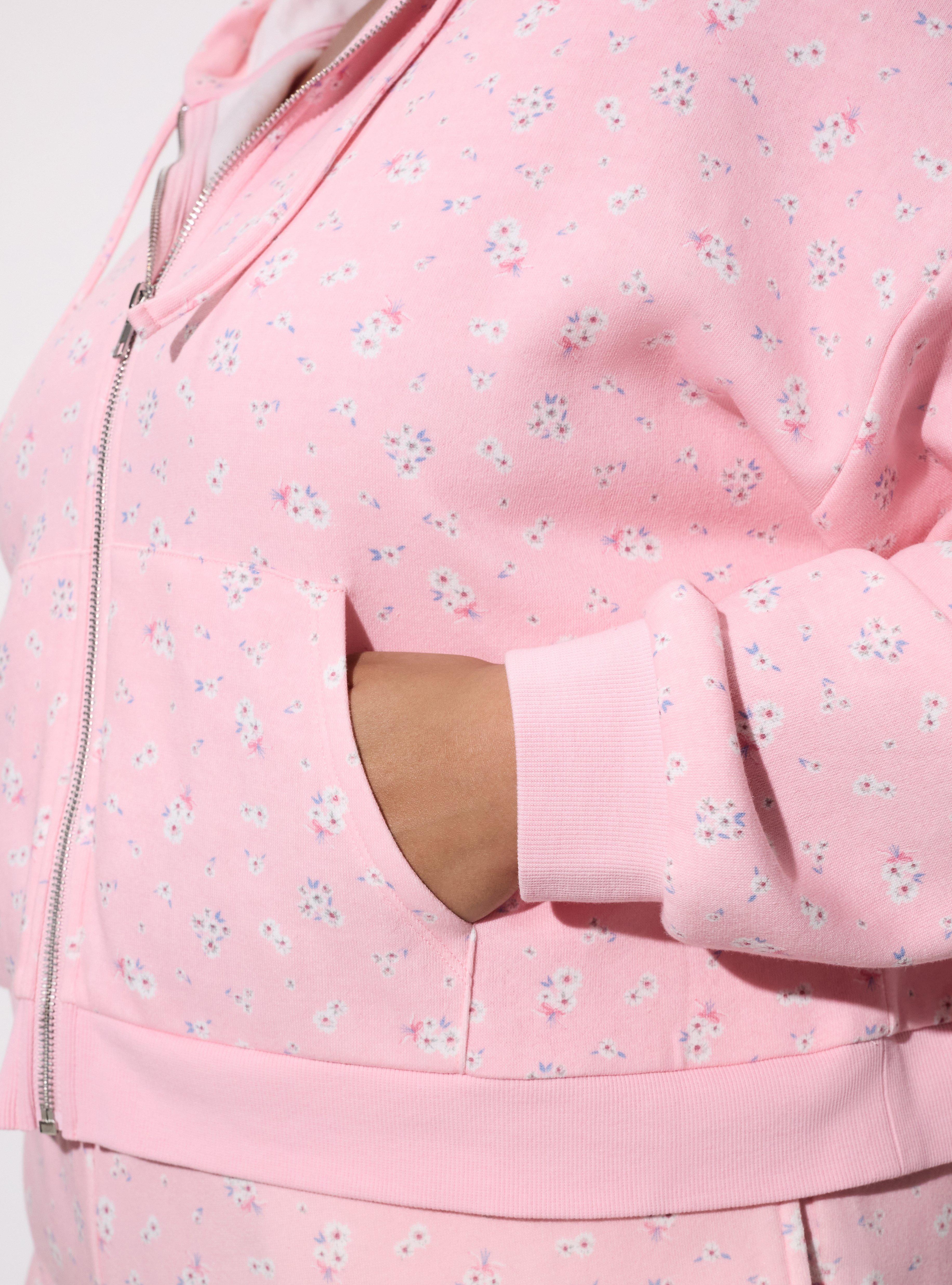 LoveSick Cropped Zip Up Hoodie, FELICITY BOUQUET PINK, alternate
