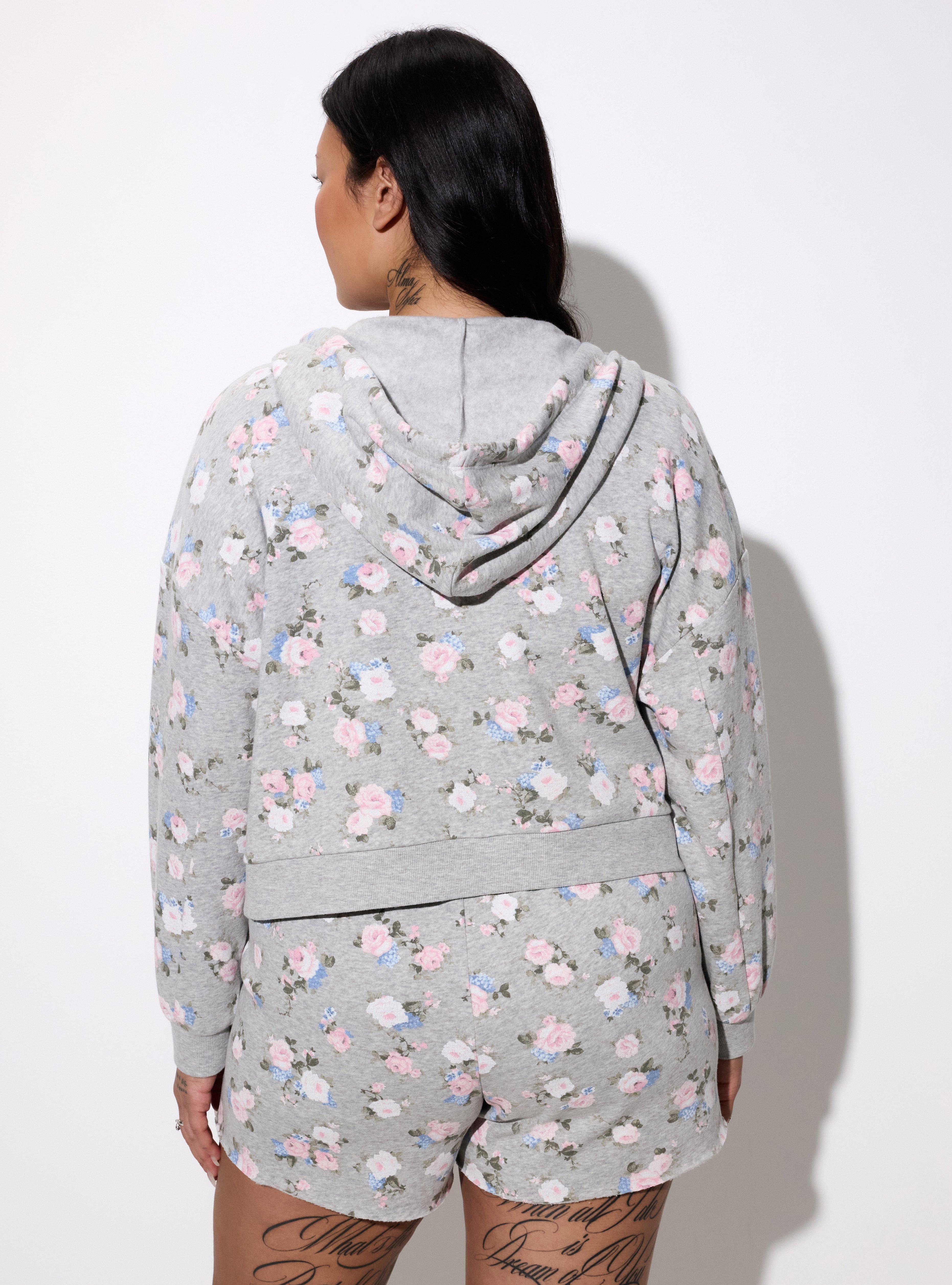 LoveSick Cropped Zip Up Hoodie, MANSFIELD ROSE PALE BLUE GREY, alternate