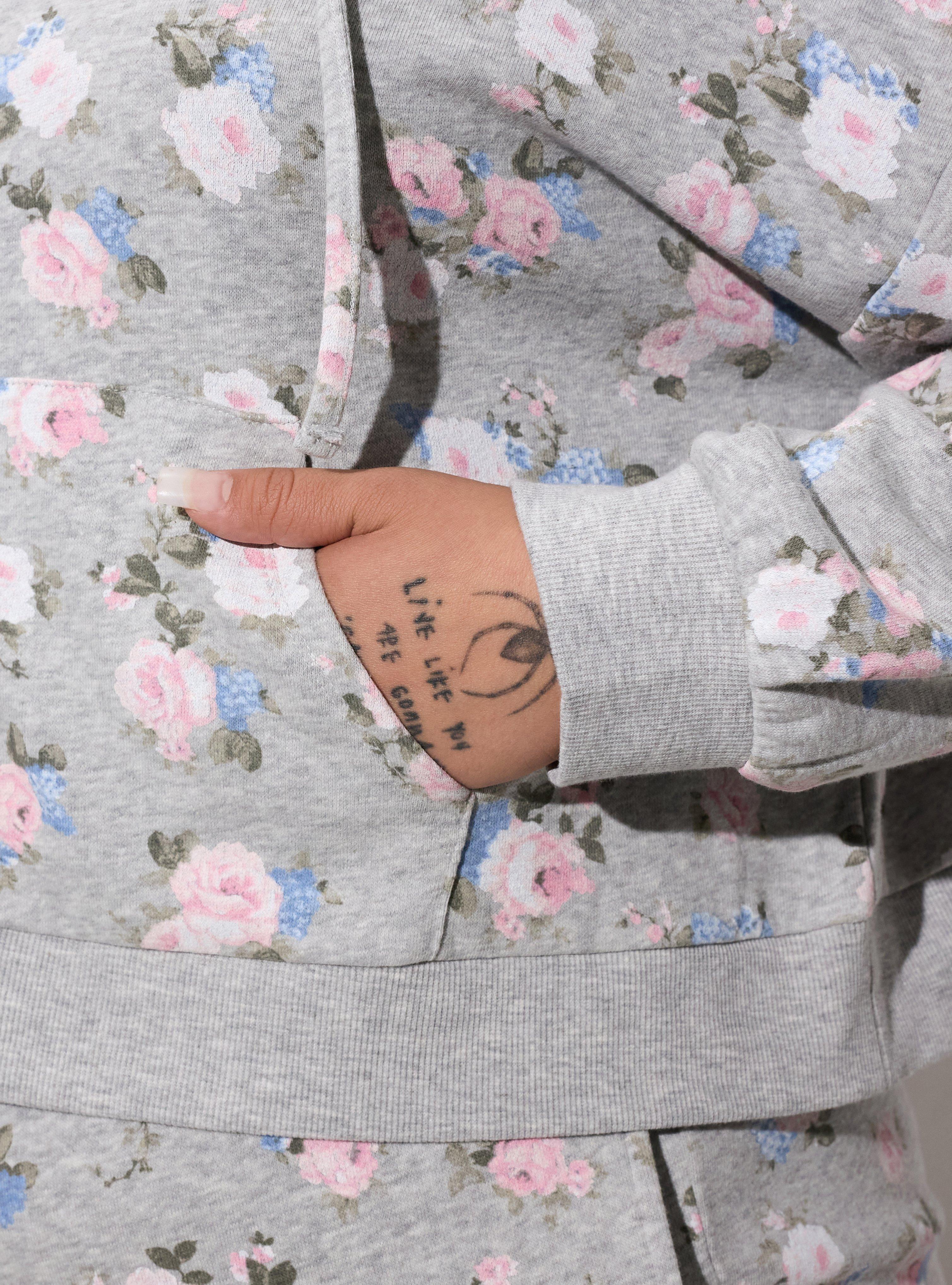 LoveSick Cropped Zip Up Hoodie, MANSFIELD ROSE PALE BLUE GREY, alternate