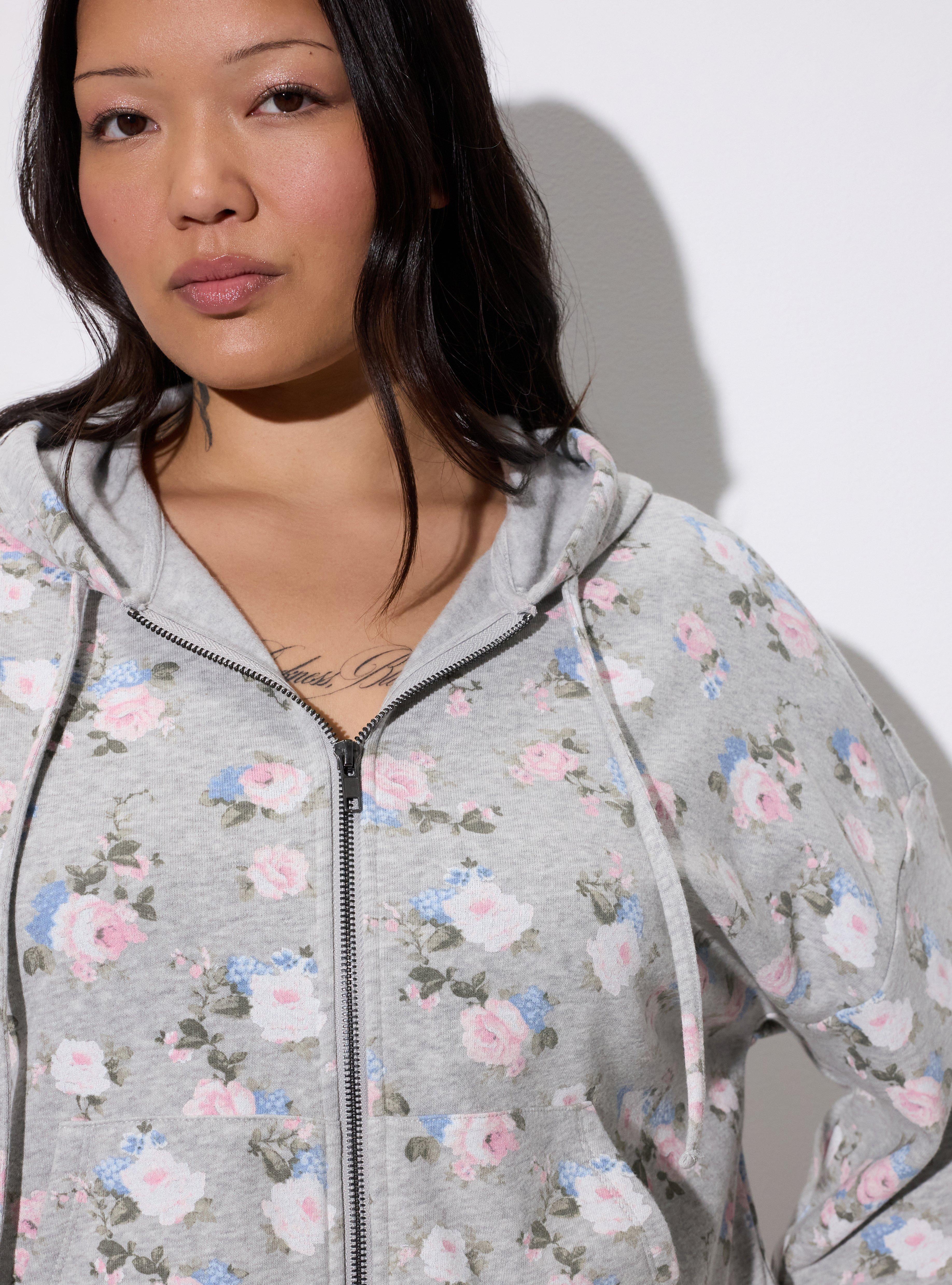 LoveSick Cropped Zip Up Hoodie, MANSFIELD ROSE PALE BLUE GREY, alternate