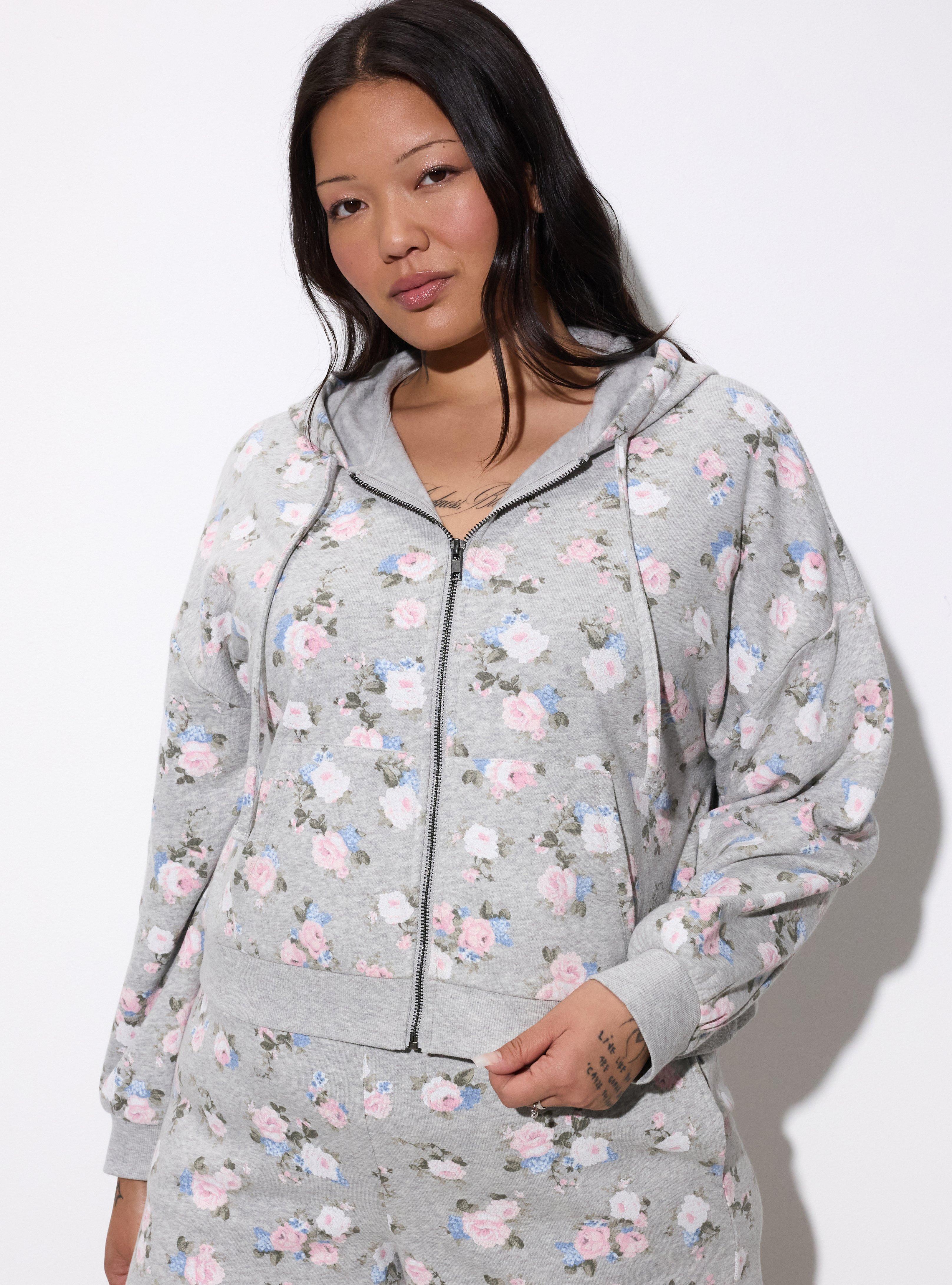 LoveSick Cropped Zip Up Hoodie, MANSFIELD ROSE PALE BLUE GREY, hi-res