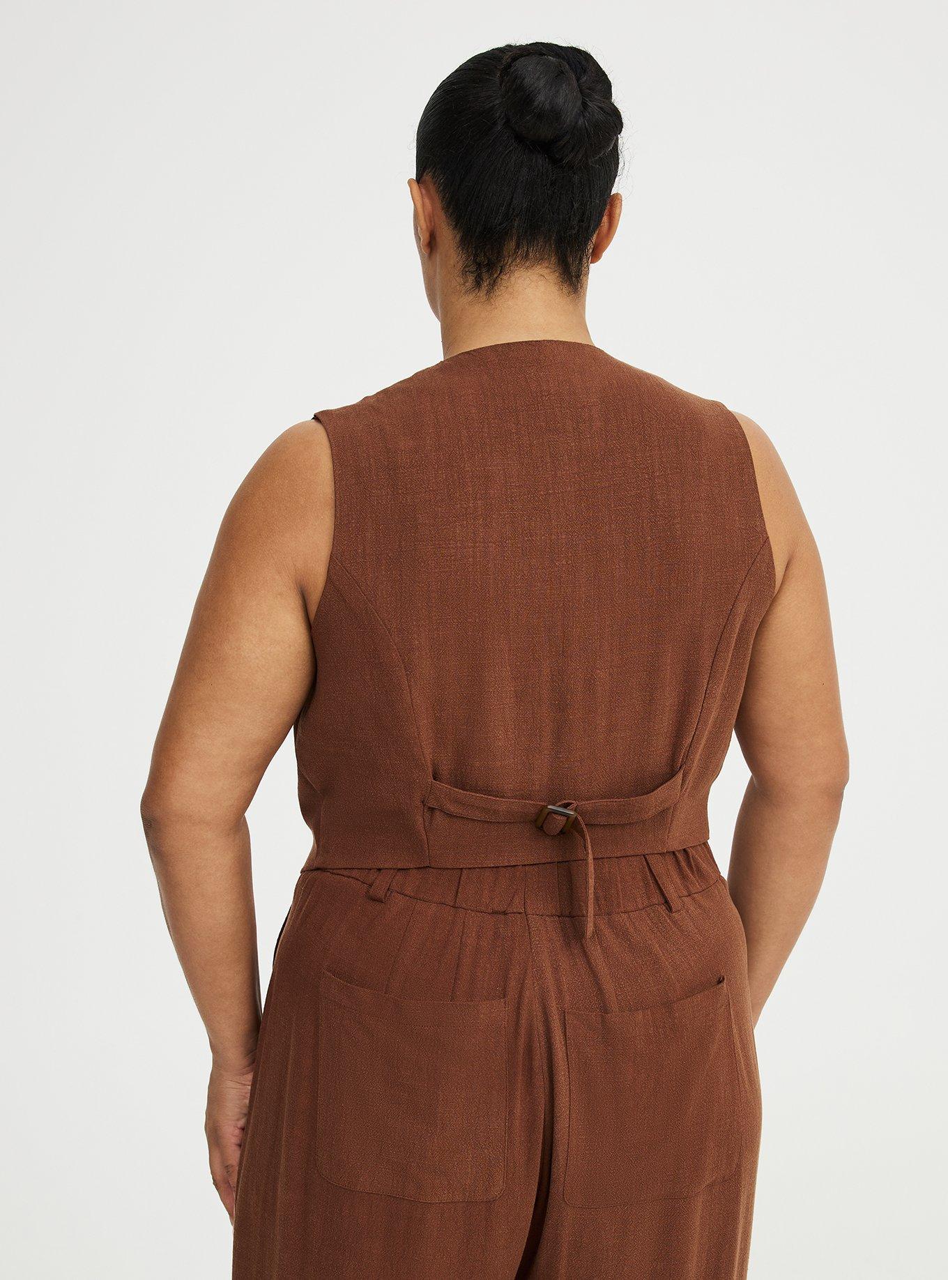 Tailored Linen-Blend Vest, CAPPUCCINO, alternate