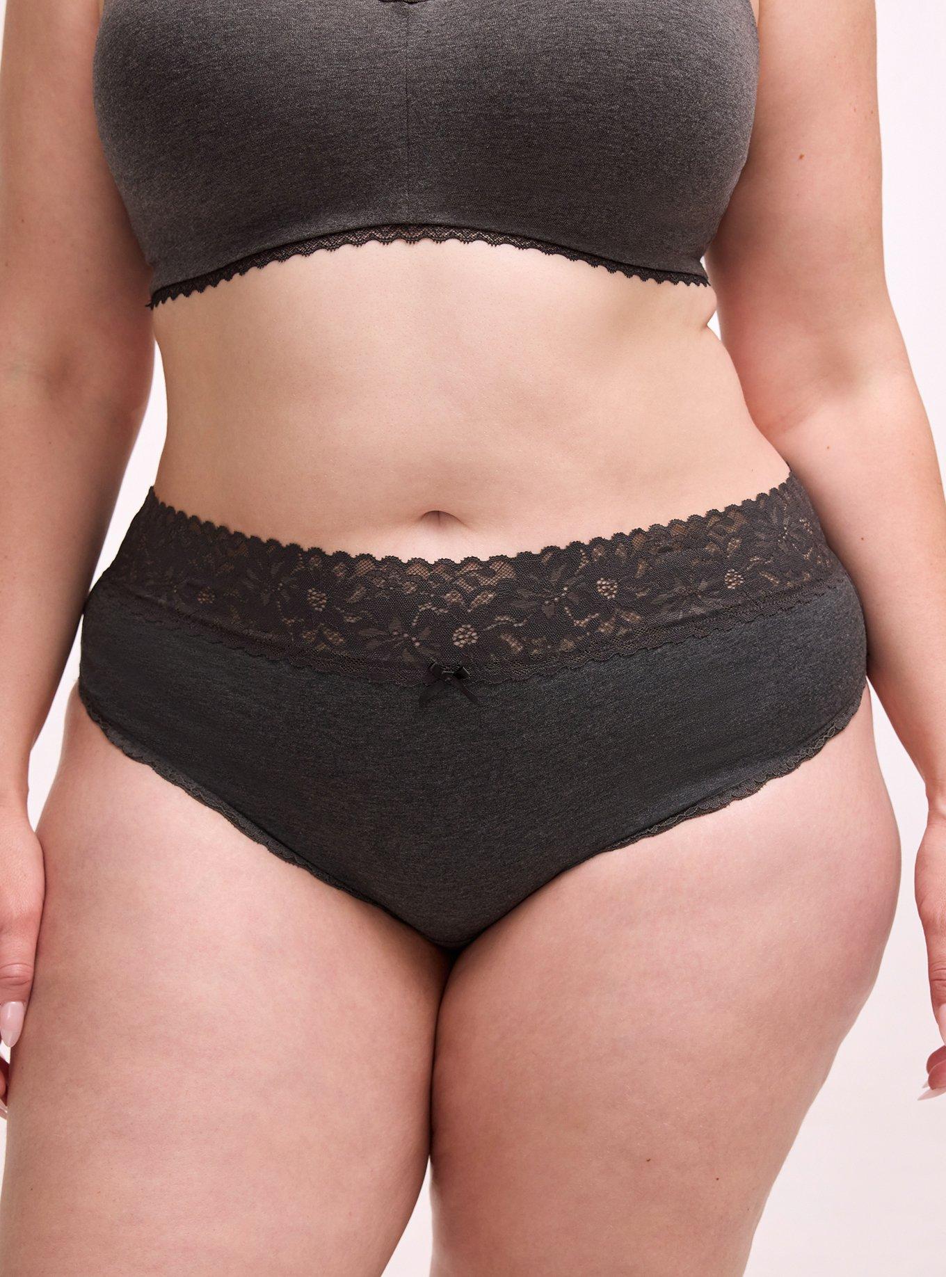 Cotton Mid-Rise Lace Trim Cheeky Panty, PHANTOM HEATHER, alternate