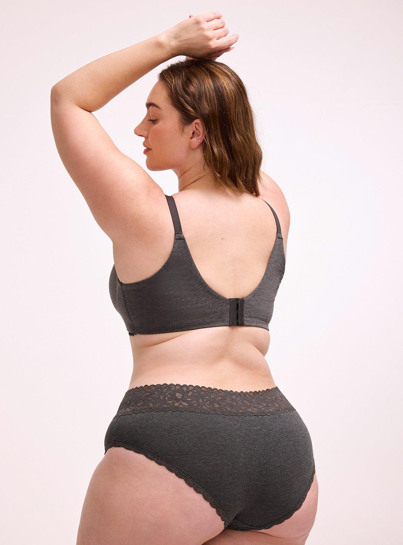 Cotton Mid-Rise Lace Trim Cheeky Panty, PHANTOM HEATHER, alternate