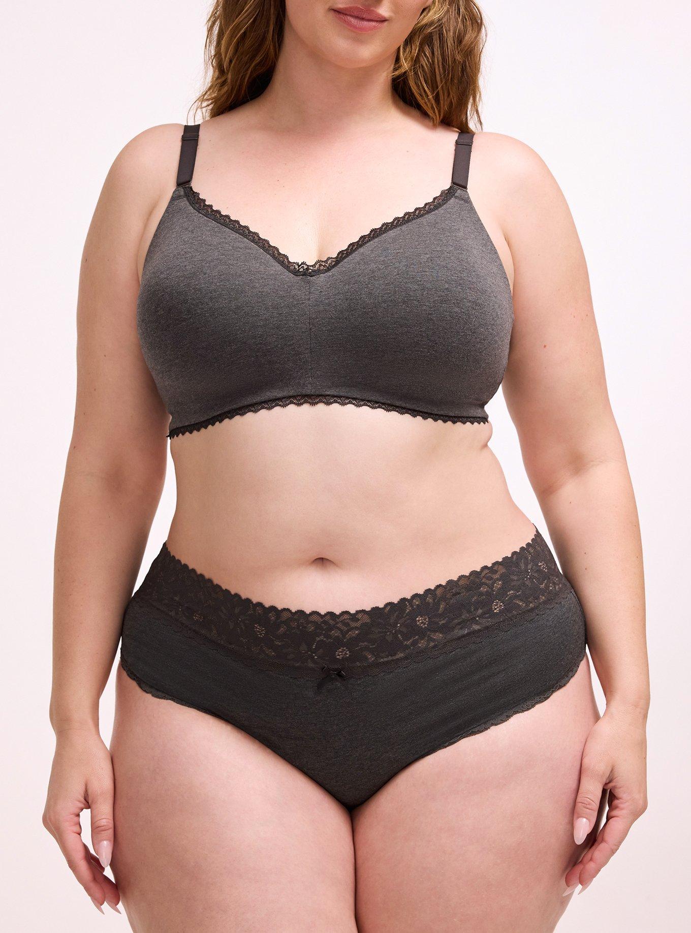 Cotton Mid-Rise Lace Trim Cheeky Panty, PHANTOM HEATHER, alternate