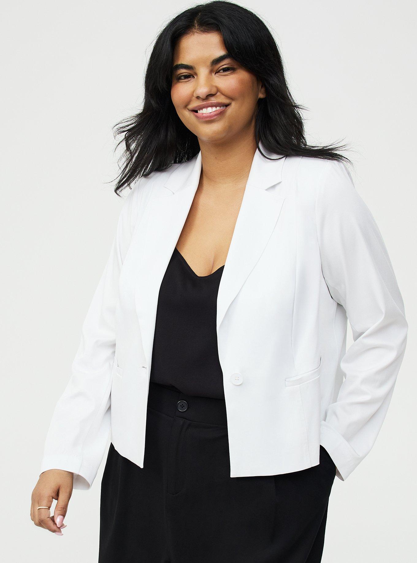 Plus Size Classic Challis Blazer, BLANC DE BLANC, hi-res