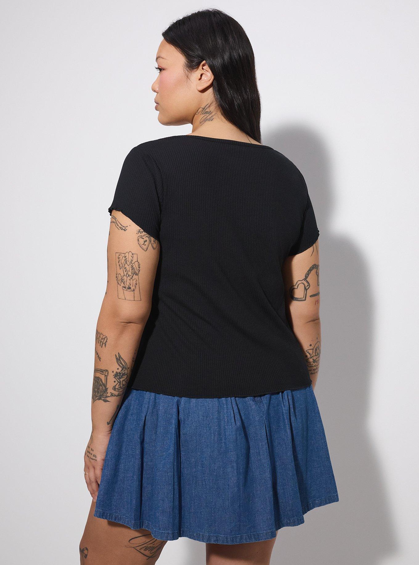 LoveSick Ruched Front Short Sleeve Top, DEEP BLACK, alternate