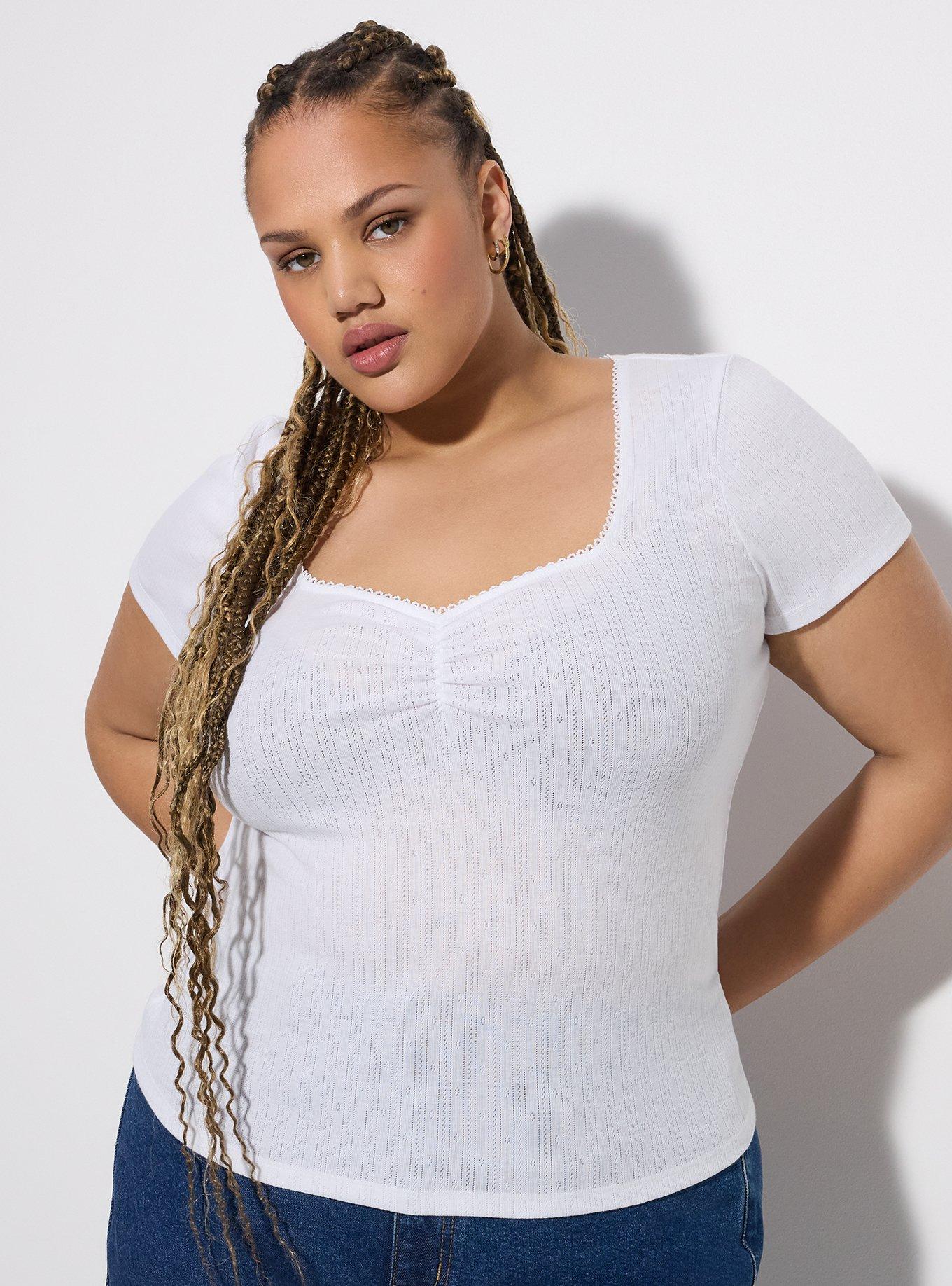 LoveSick Ruched Front Short Sleeve Top, BRIGHT WHITE, alternate