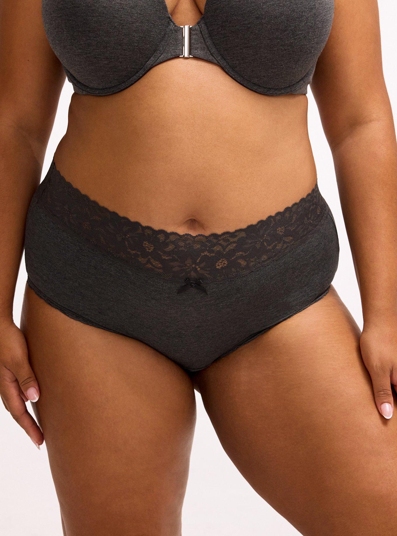 Cotton Wide Lace Mid-Rise Brief, PHANTOM HEATHER, alternate