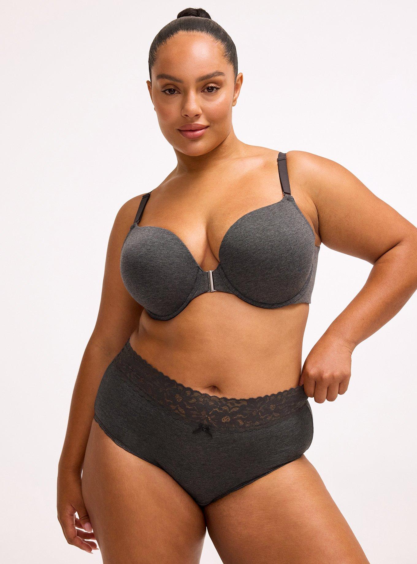 Cotton Wide Lace Mid-Rise Brief, PHANTOM HEATHER, hi-res