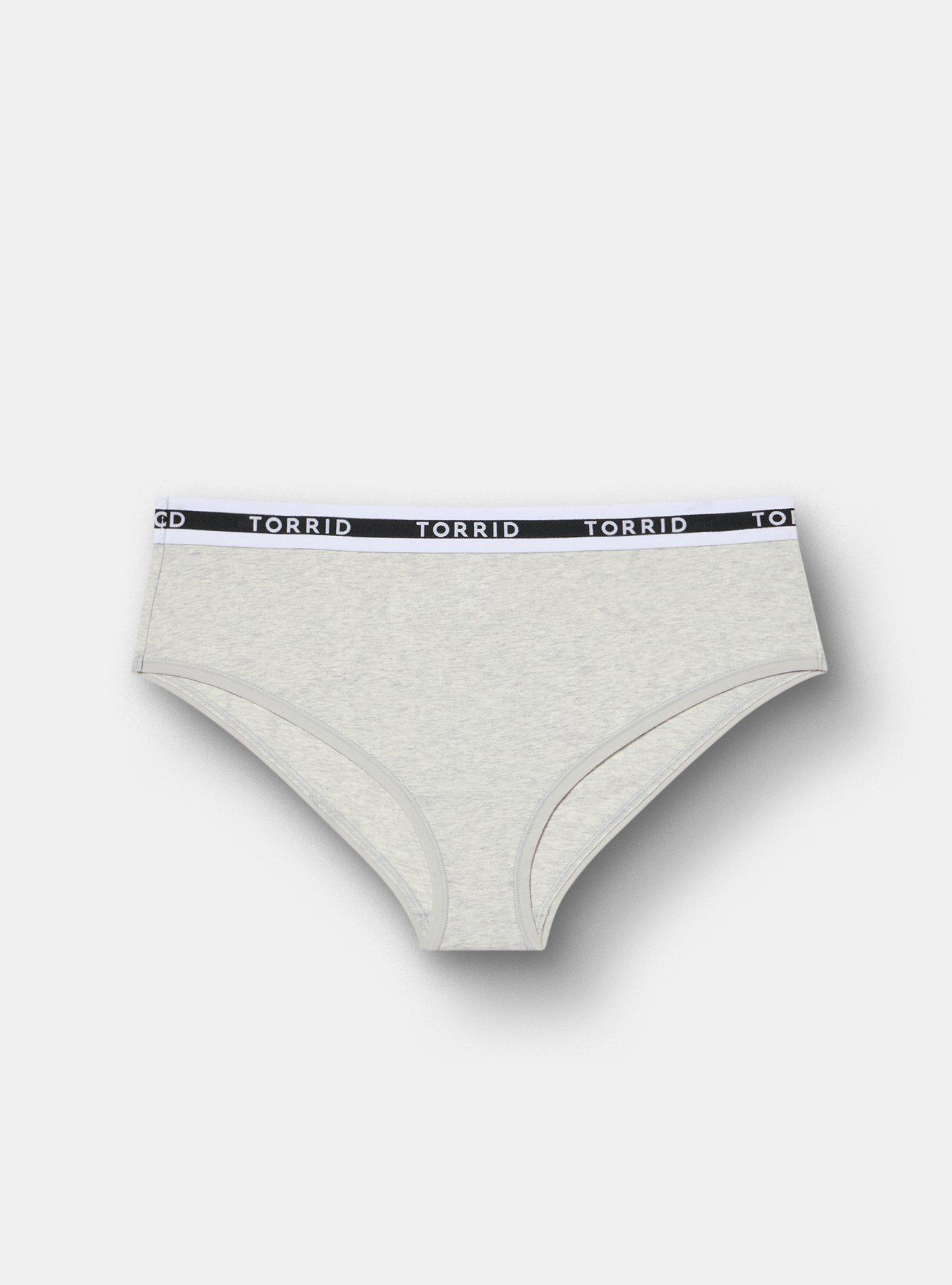 Logo Cotton Mid-Rise Cheeky Panty, FROSTY HEATHER GREY, hi-res