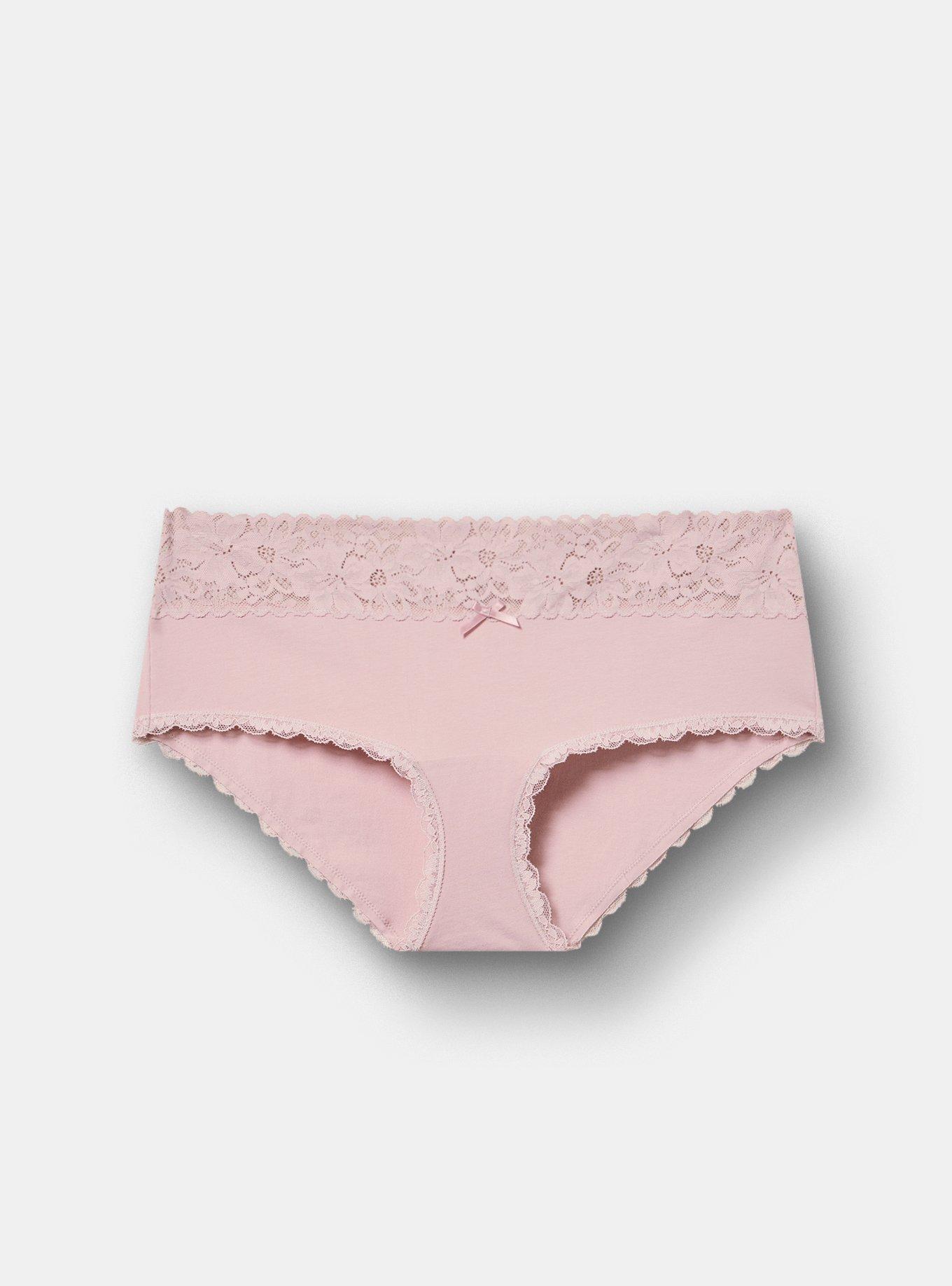 Cotton Mid-Rise Lace Trim Hipster Panty, VIOLET ICE, hi-res