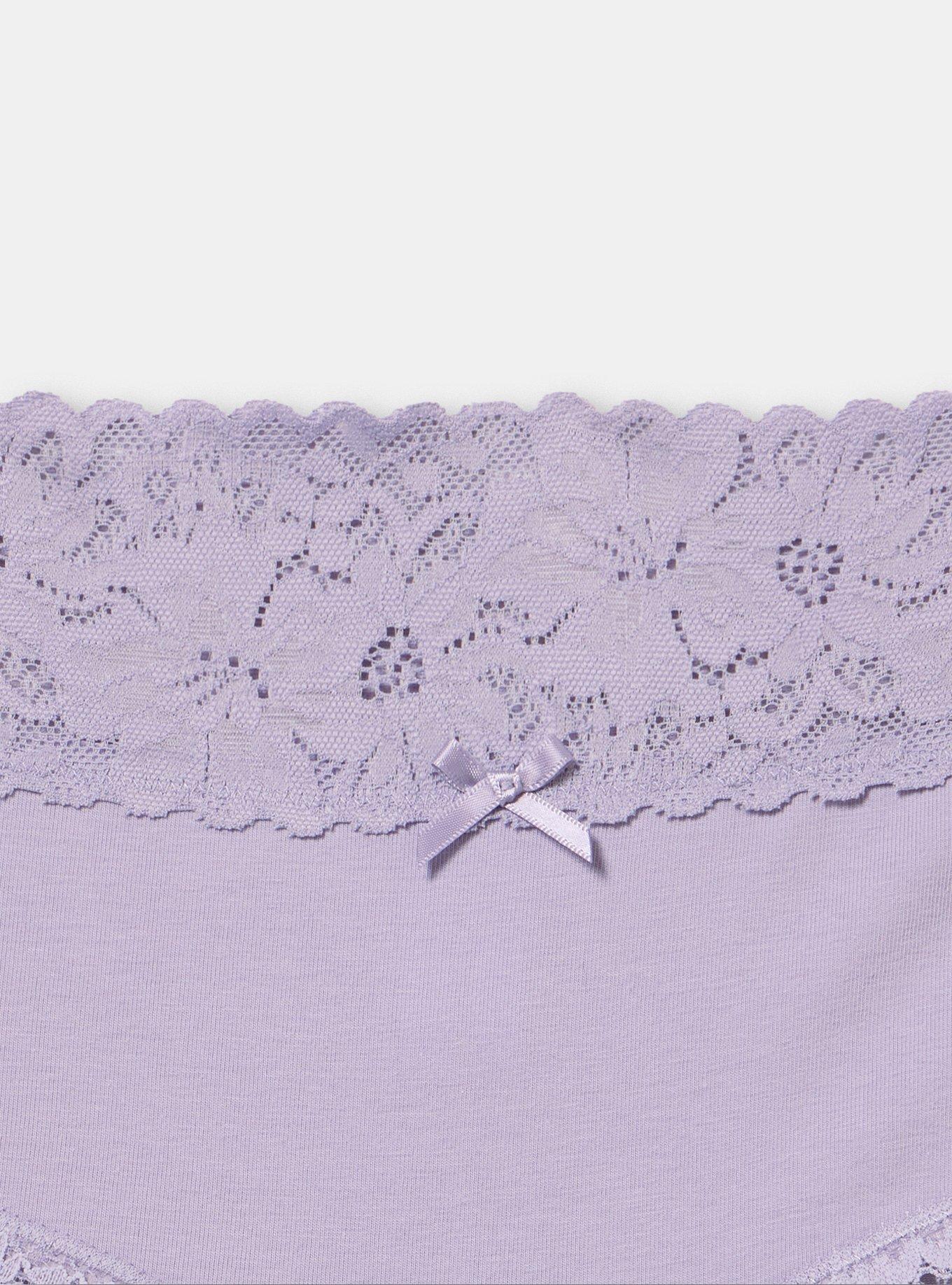 Cotton Mid-Rise Lace Trim Hipster Panty, HEIRLOOM LILAC, alternate