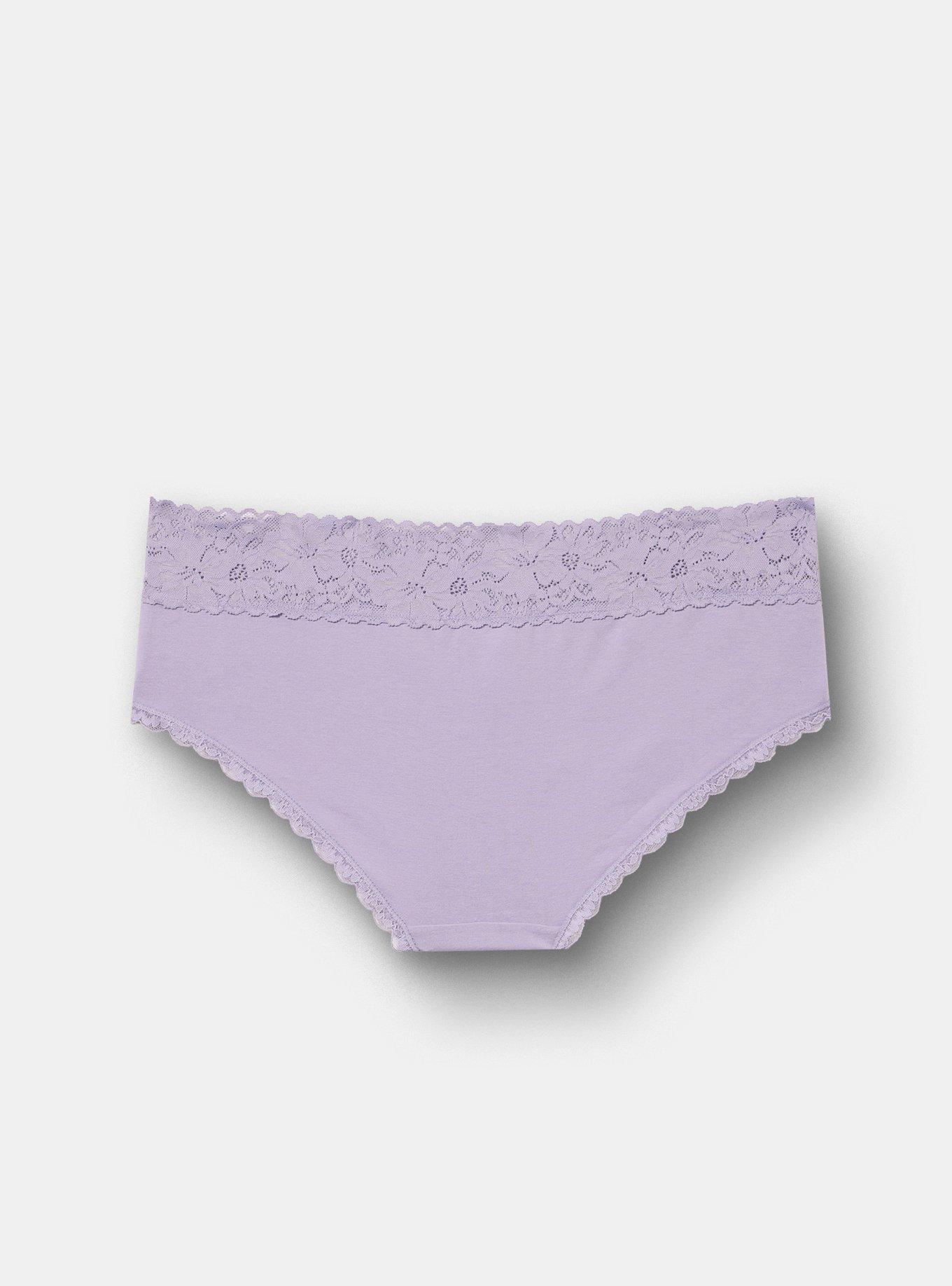 Cotton Mid-Rise Lace Trim Hipster Panty, HEIRLOOM LILAC, alternate