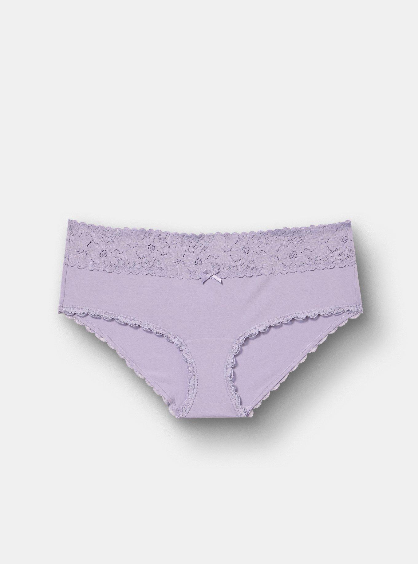 Cotton Mid-Rise Lace Trim Hipster Panty, HEIRLOOM LILAC, hi-res
