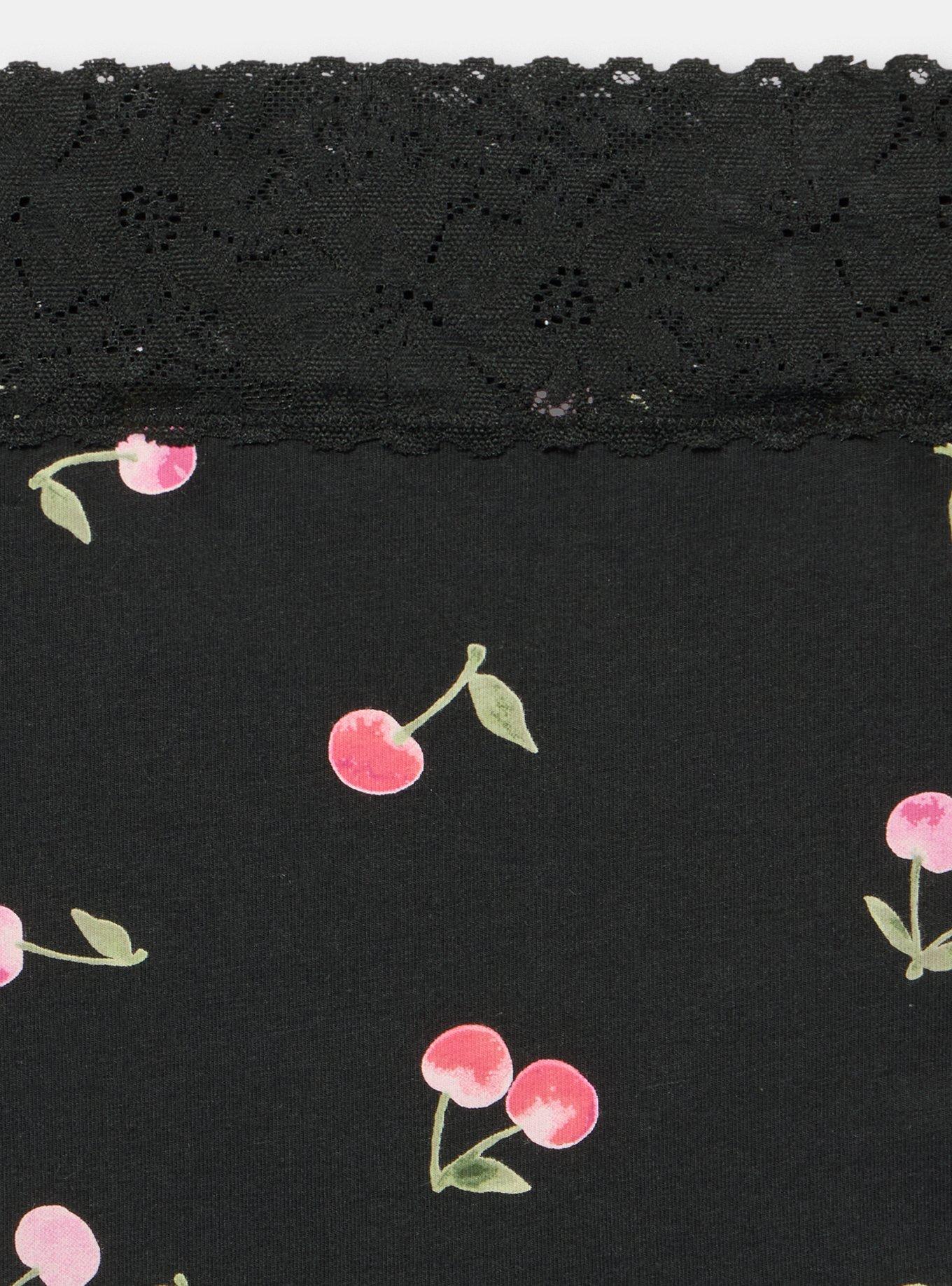 Cotton Mid-Rise Lace Trim Hipster Panty, CHERRY CHERRY LADY BLACK, alternate