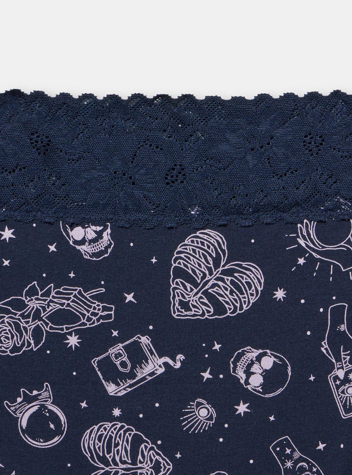 Plus Size Cotton Mid-Rise Lace Trim Hipster Panty, SEE IT NAVY, alternate