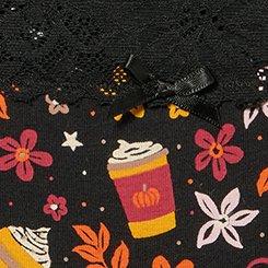 Plus Size Cotton Mid-Rise Lace Trim Hipster Panty, FALL DRINKS BLACK, swatch