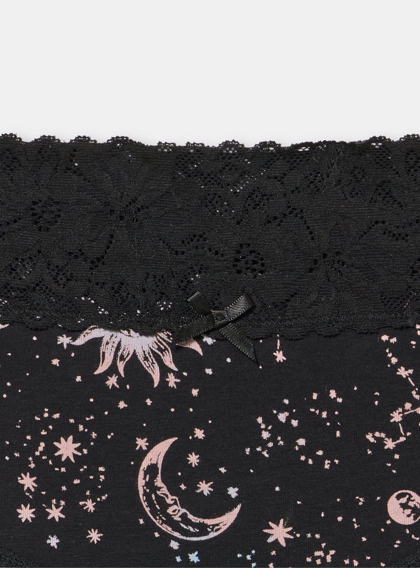 Cotton Mid-Rise Lace Trim Hipster Panty, CELESTIAL SKY BLACK, alternate
