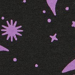 Cotton Mid-Rise Lace Trim Hipster Panty, MOON BATS PURPLE RICH BLACK, swatch